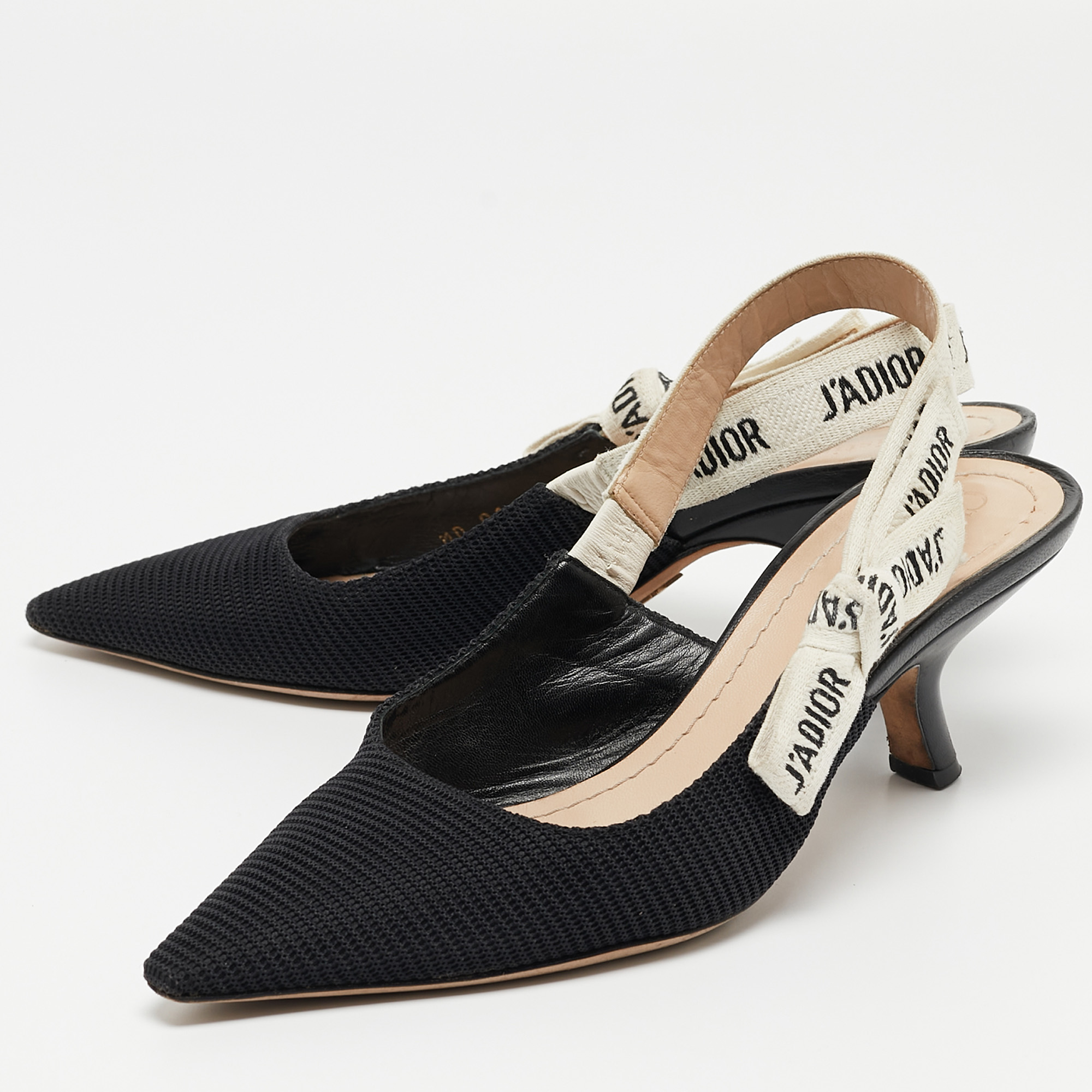 

Dior Black Mesh and Canvas J'Adior Slingback Pumps Size