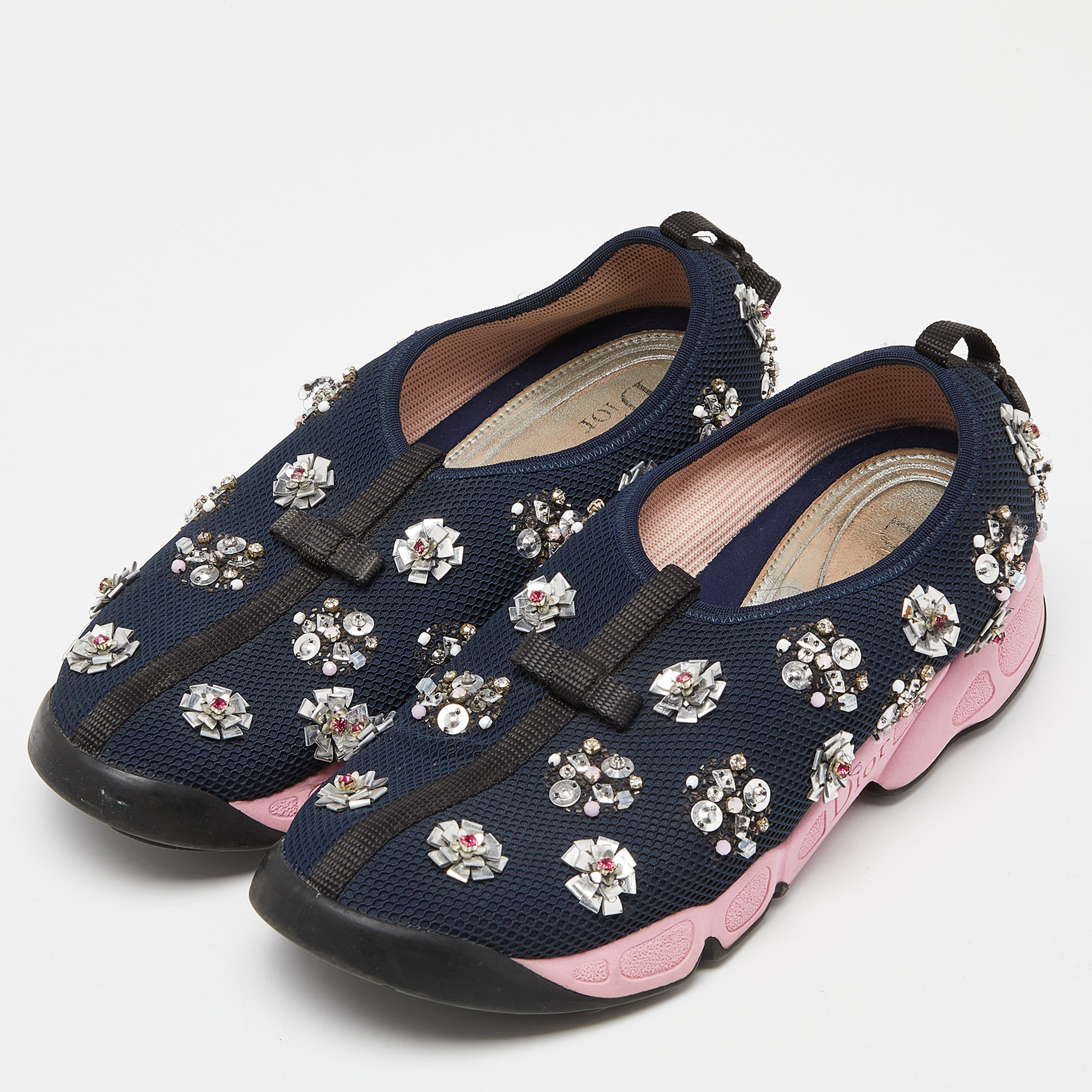 

Dior Navy Blue Mesh Fusion Low Top Sneakers Size