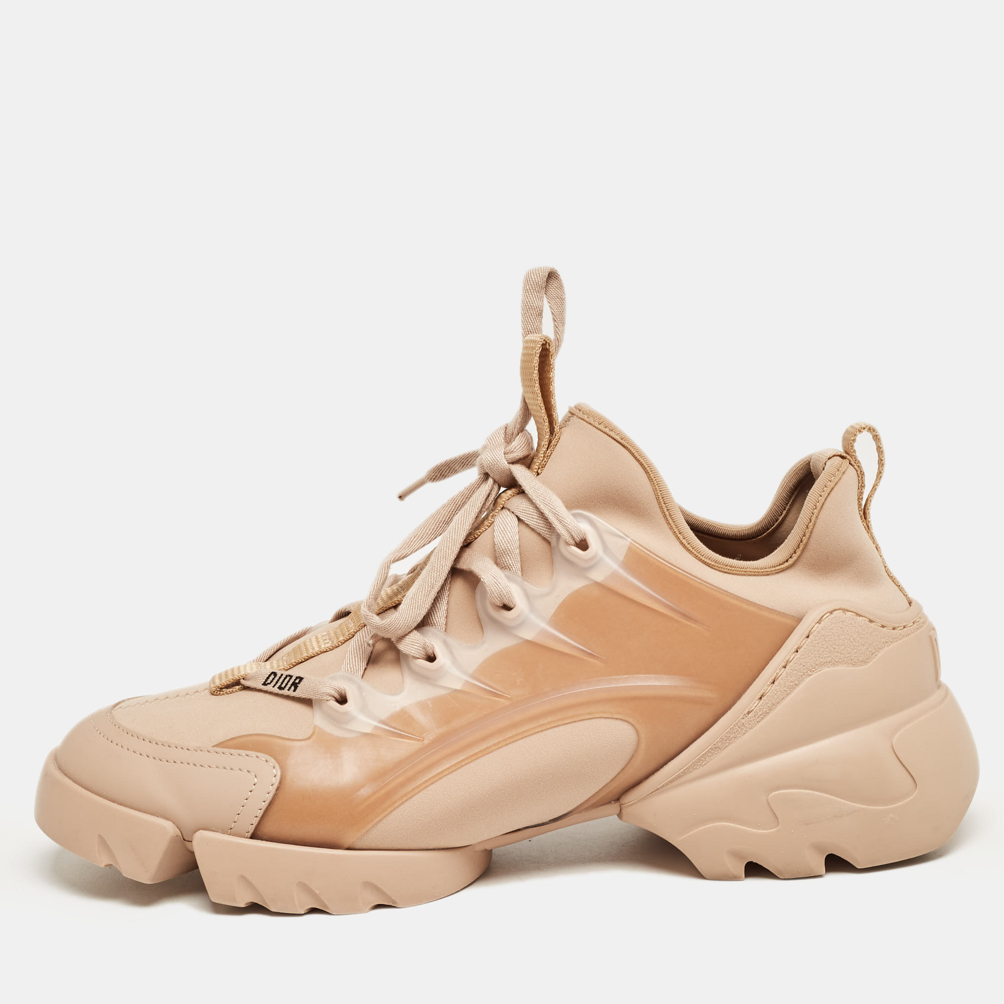 

Dior Beige Stretch Fabric and Leather D-Connect Low Top Sneakers Size