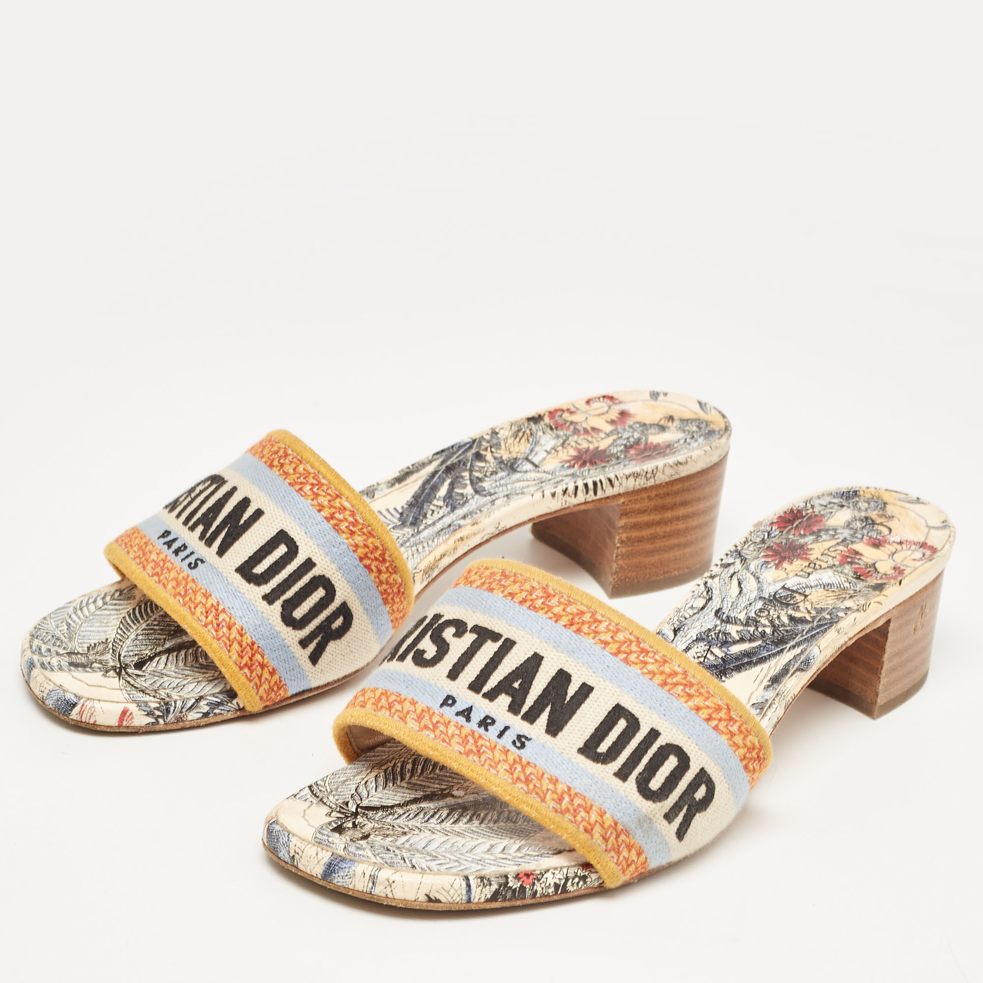 

Dior Multicolor Embroidered Canvas Dway Slide Sandals Size