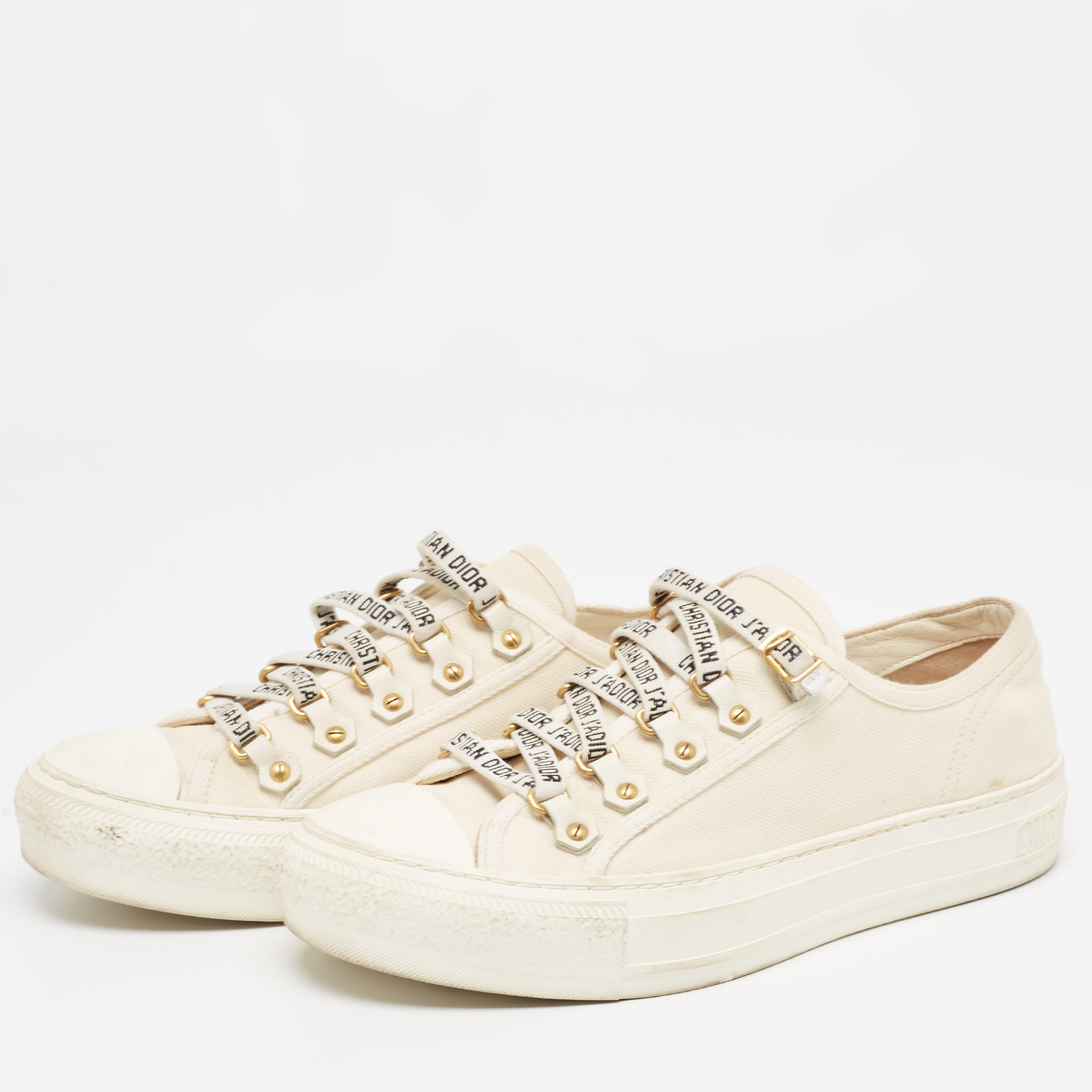 

Dior Cream Canvas Walk'n'Dior Sneakers Size