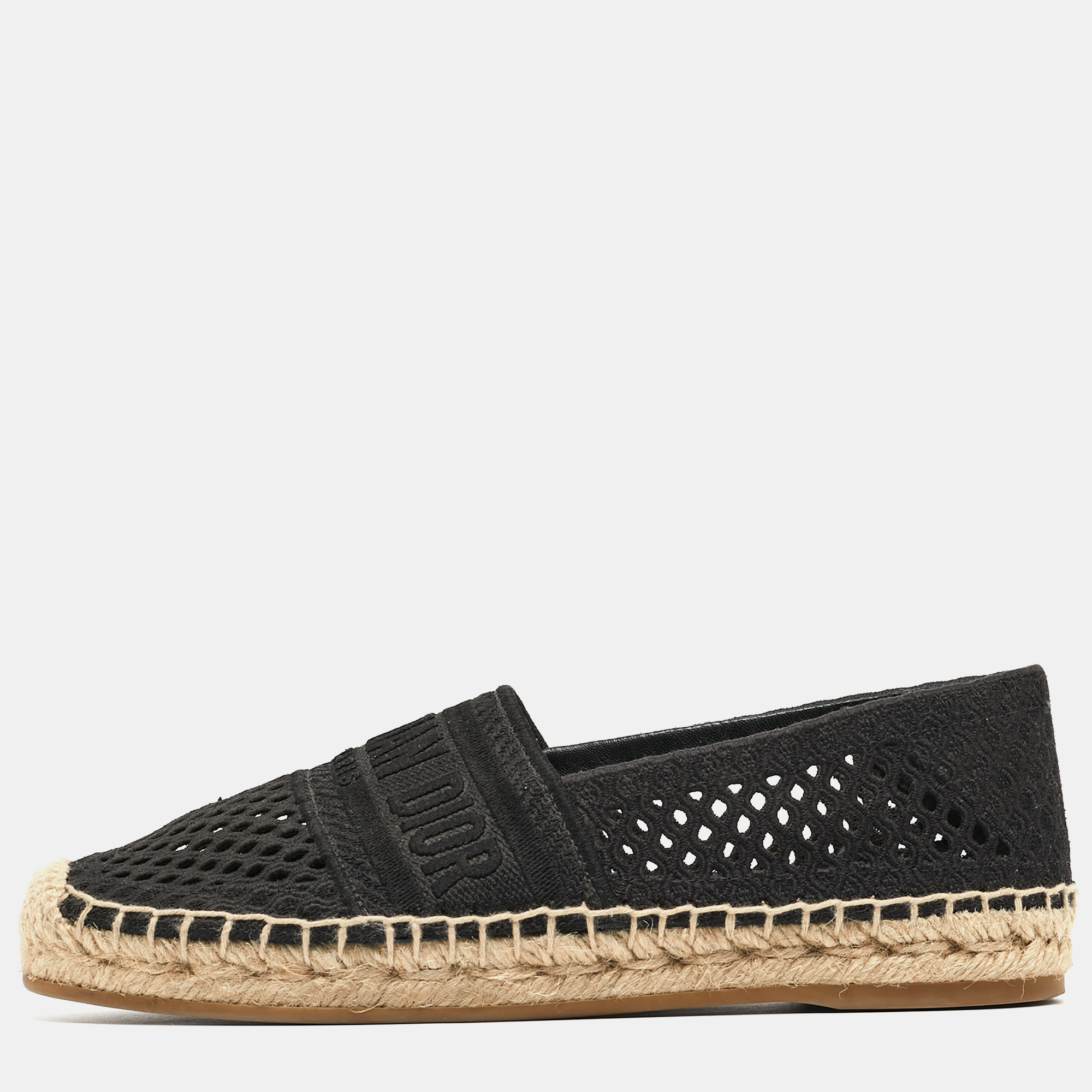 

Dior Black Mesh Granville Espadrille Flats Size