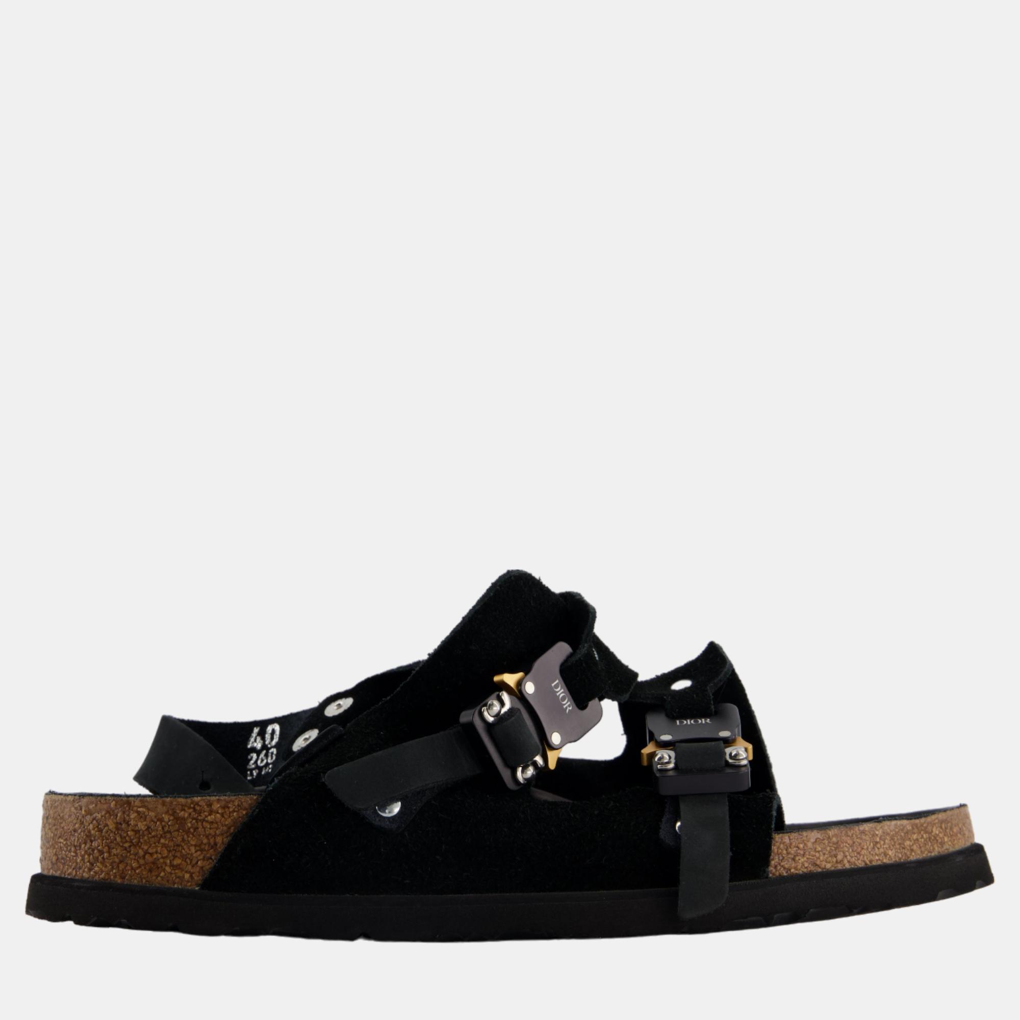 

Christian Dior by Birkenstock Black Suede, Leather Milano Sandals Size