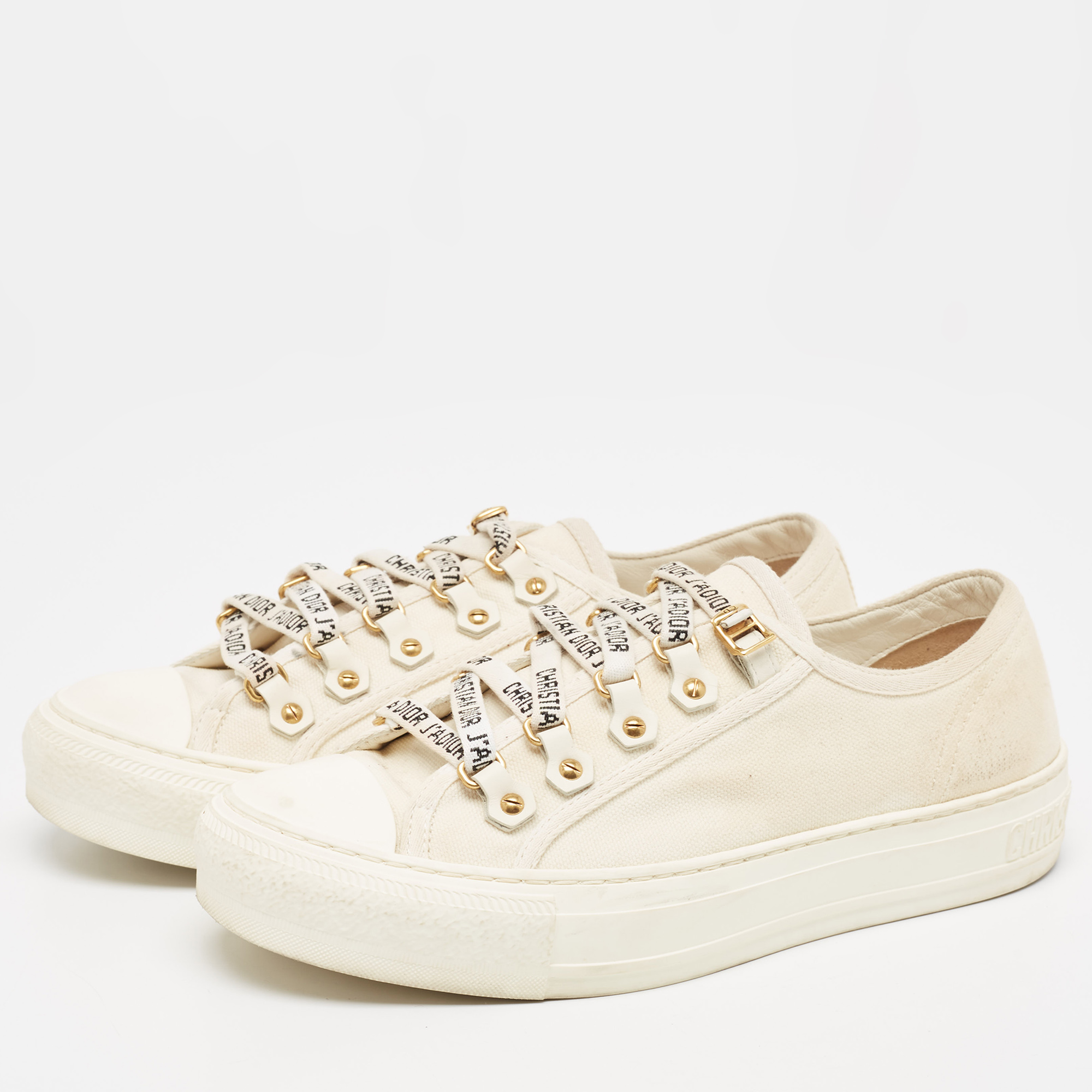 

Dior Cream Canvas Walk'n'Dior Sneakers Size