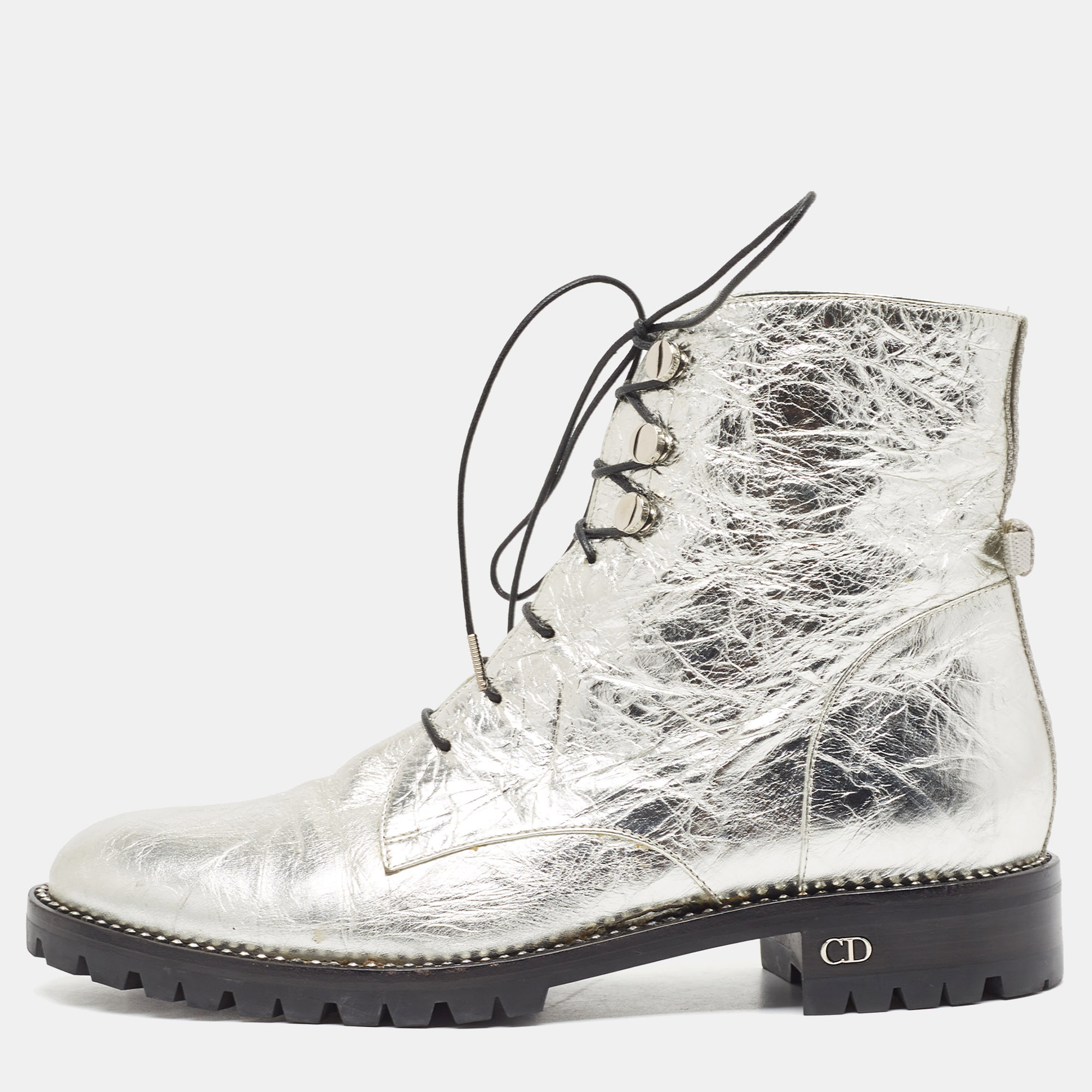 

Dior Silver Leather Ranger Boots Size