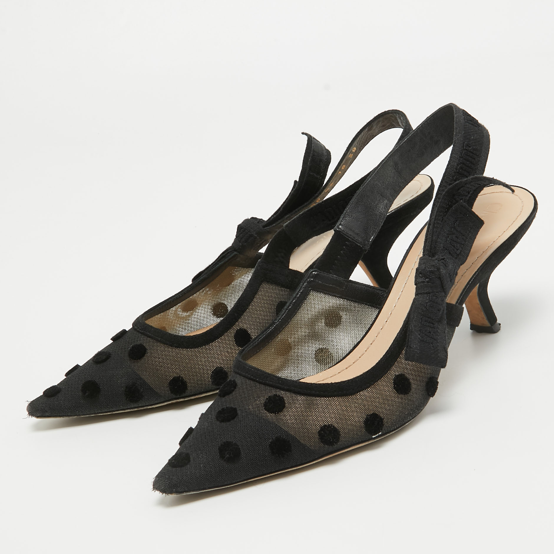 

Dior Black Mesh and Suede J'adior Slingback Pumps Size