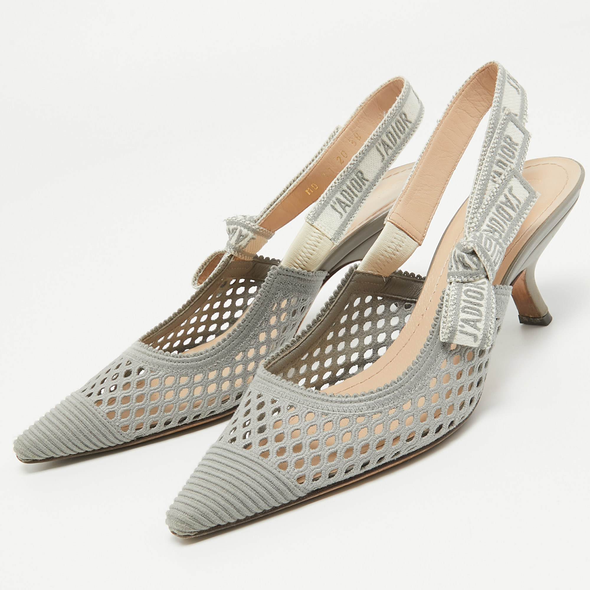 

Dior Grey Fabric J'adior Slingback Pumps Size