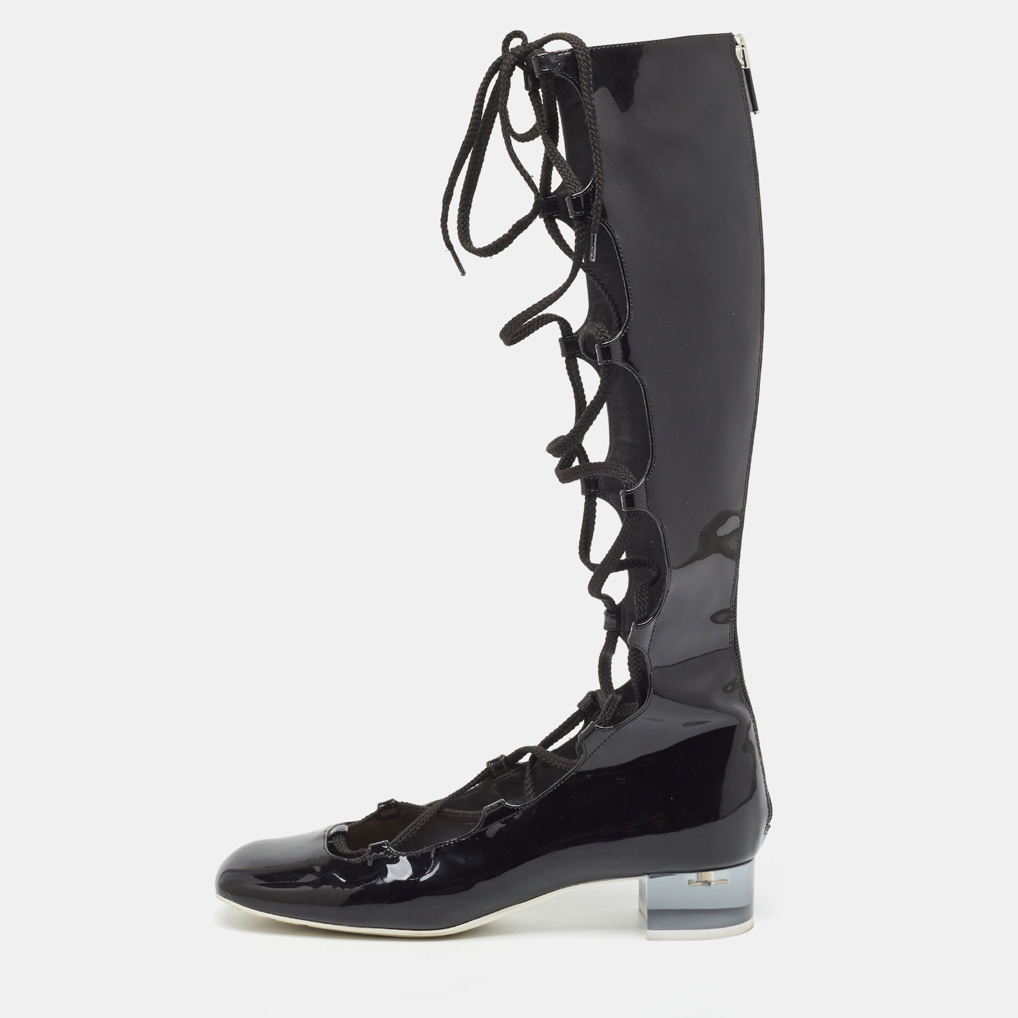 Pre-owned Dior Arty Lace Up Boots Size 38 In Black