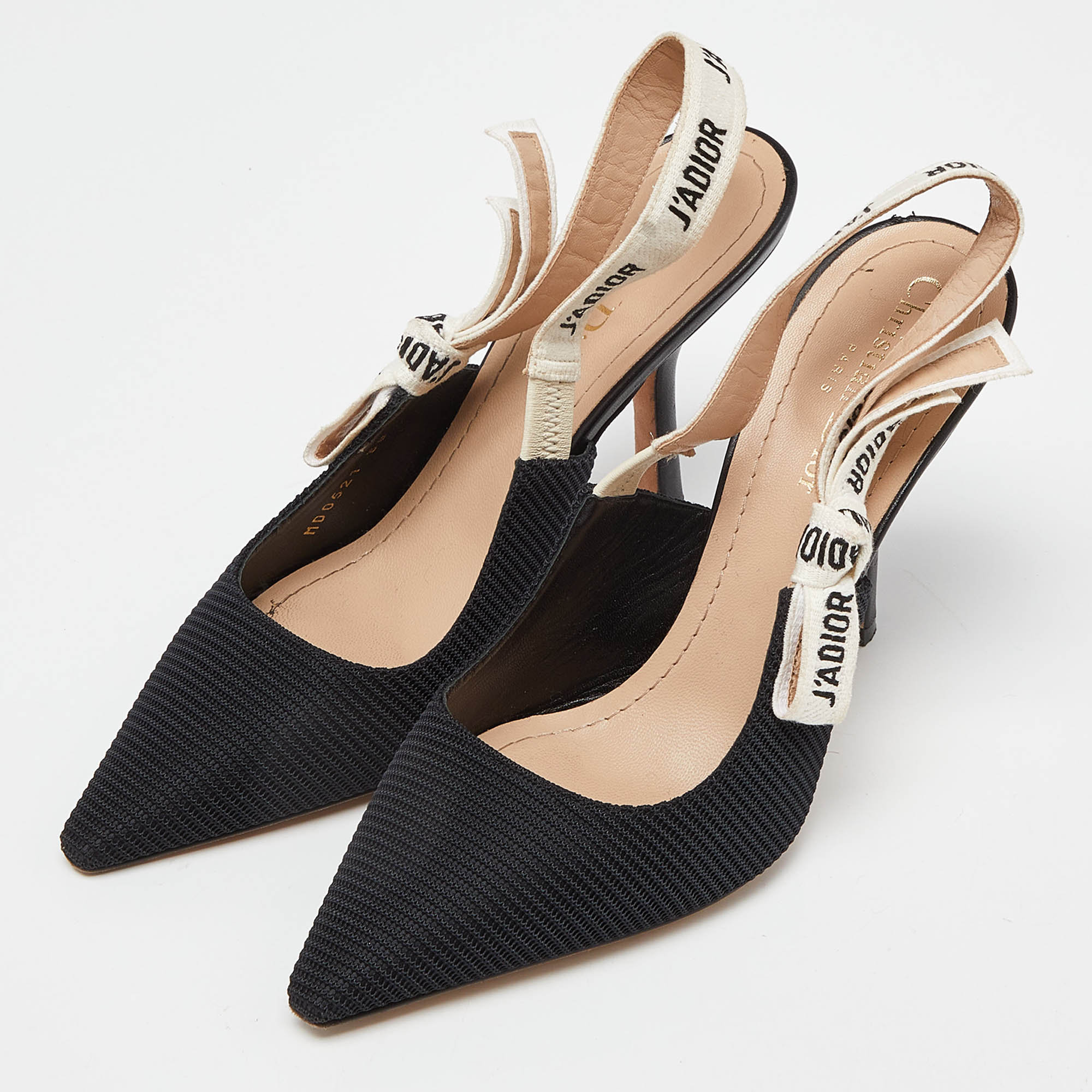 

Dior Black Canvas and Leather Jadior Slingback Pumps Size