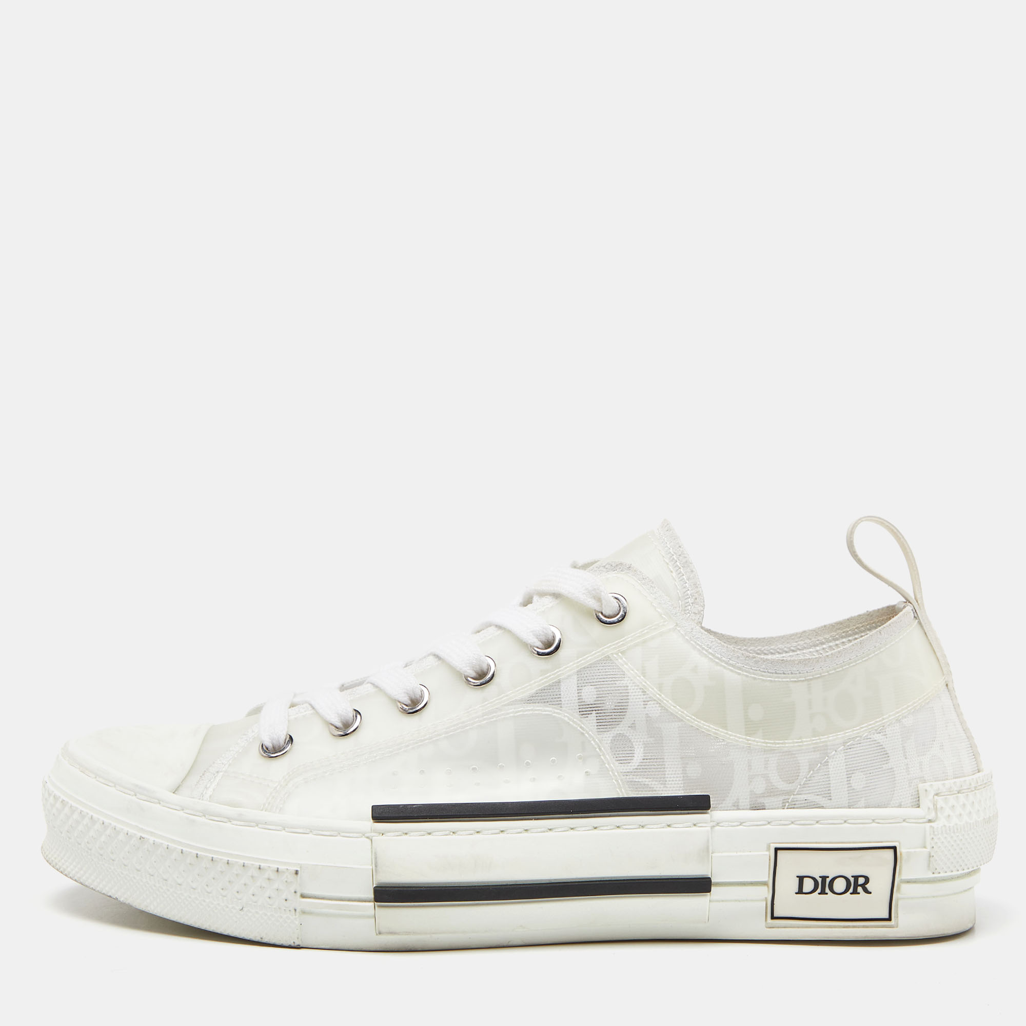 

Dior White Oblique Mesh and Rubber B23 Low Top Sneakers Size