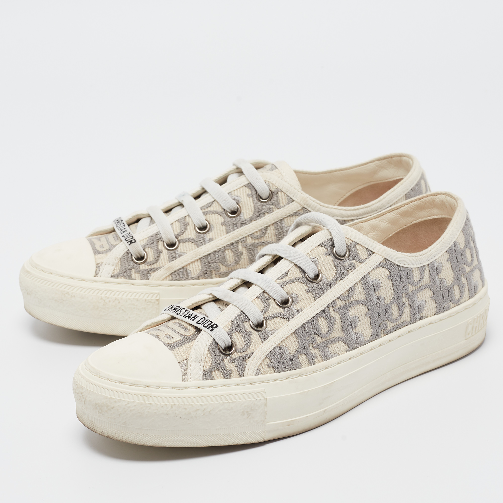

Dior Grey/Cream Canvas Walk'n'Dior Sneakers Size