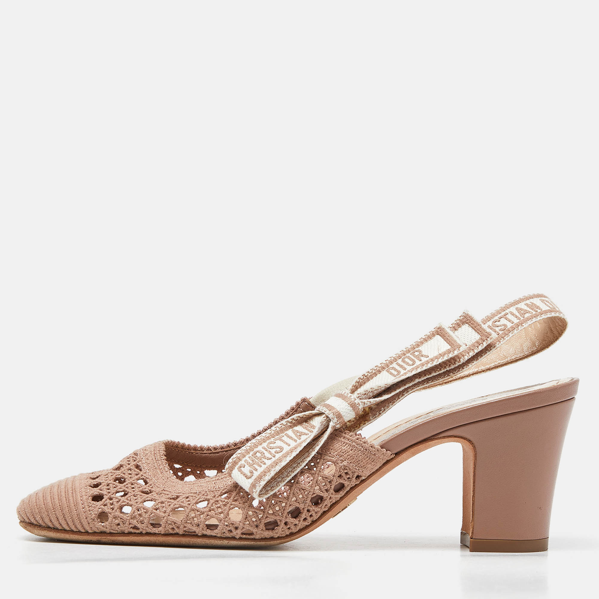 

Dior Old Rose Cannage Fabric Moi Slingback Pumps Size, Pink
