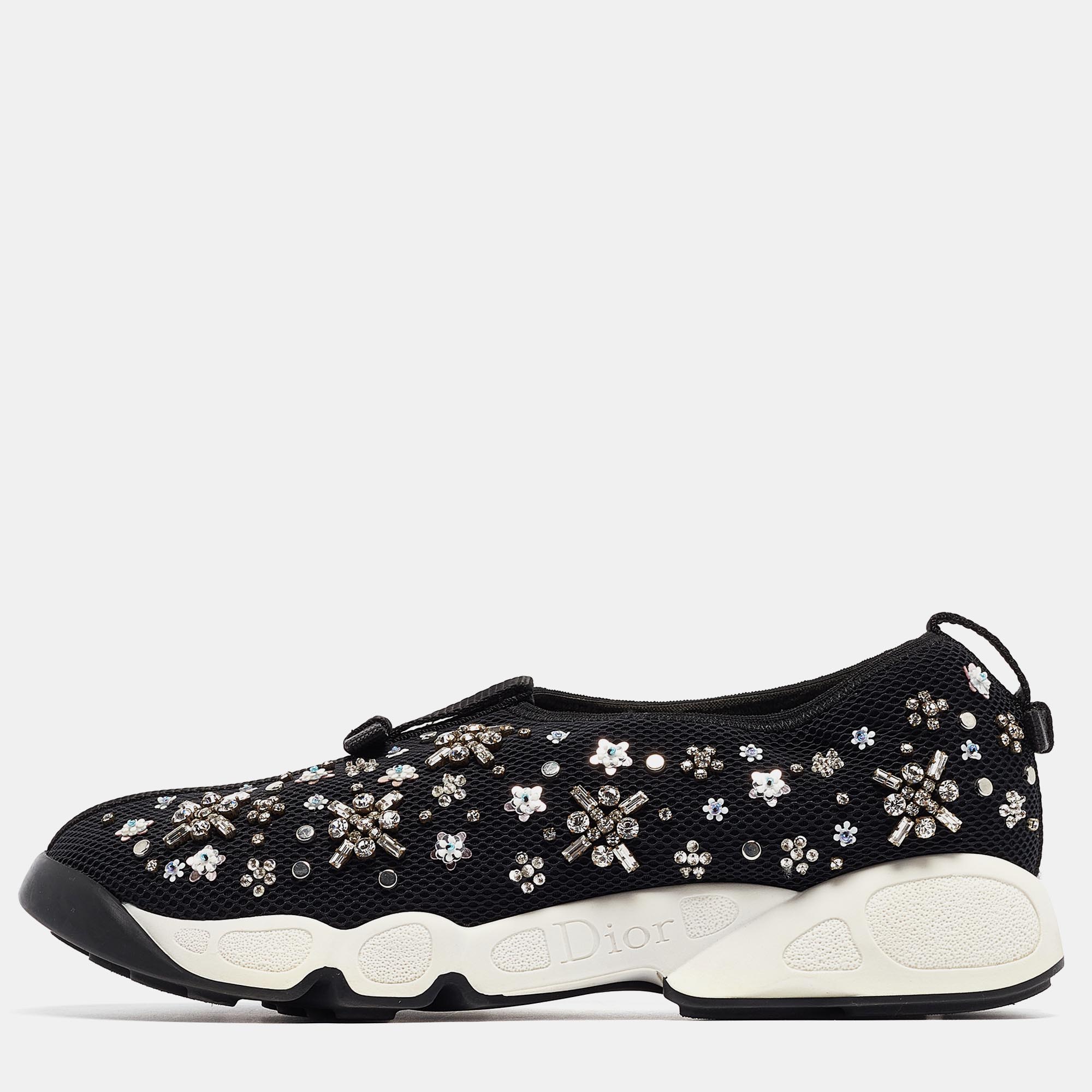 

Dior Black Mesh Crystal Embellished Fusion Sneakers Size