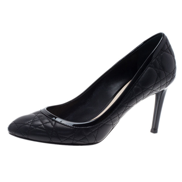 Dior Black Quilted Cannage Leather Pumps Size 38.5