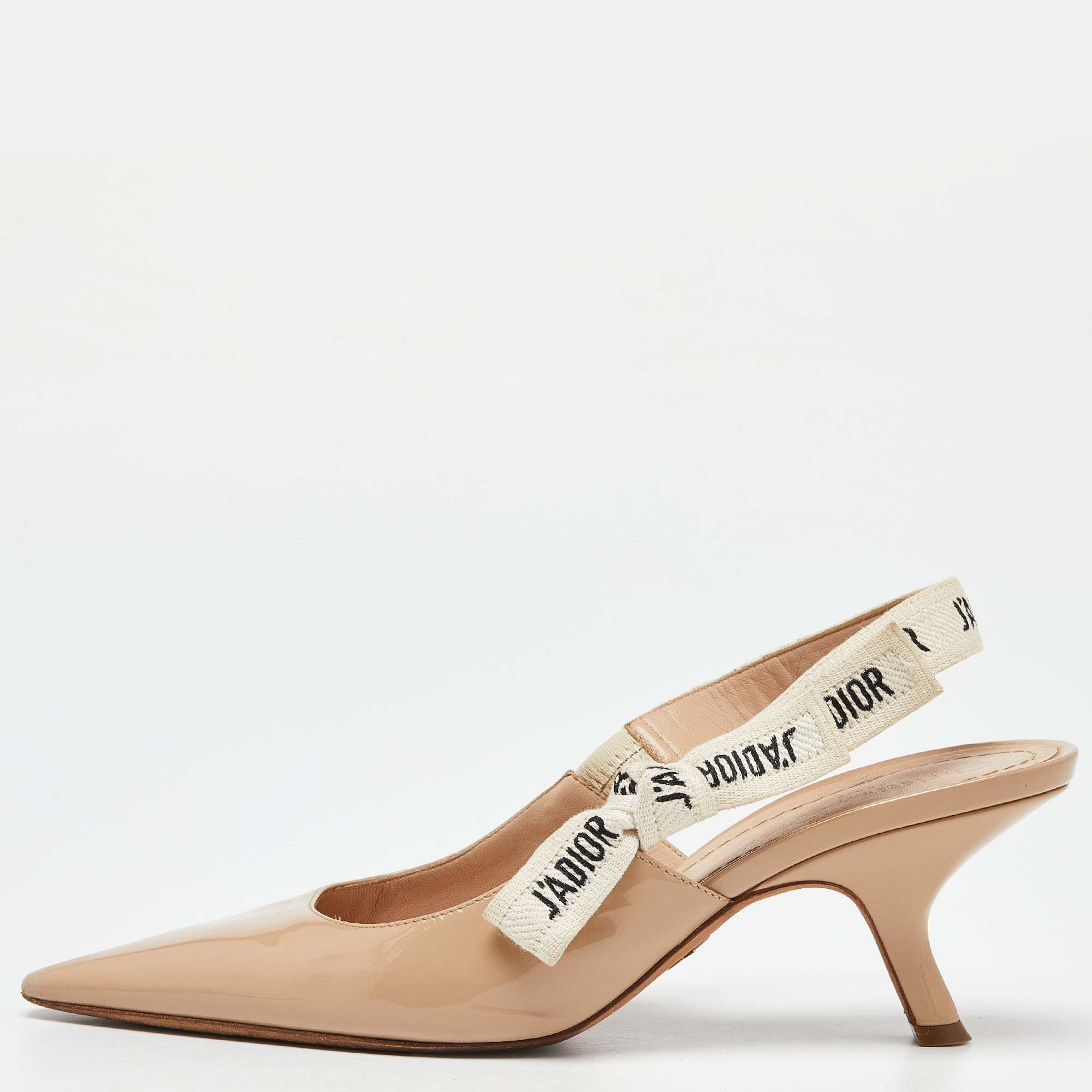 

Dior Beige Patent Leather J'adior Slingback Sandals Size