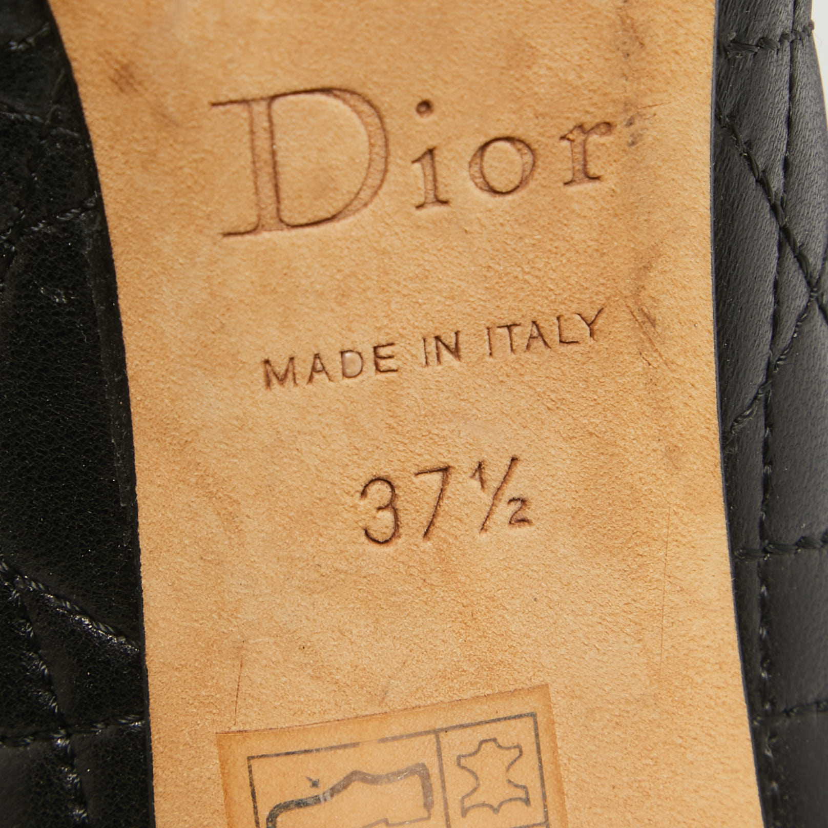 Dior Black Cannage Leather Bow Round Toe Pumps Size 37.5 