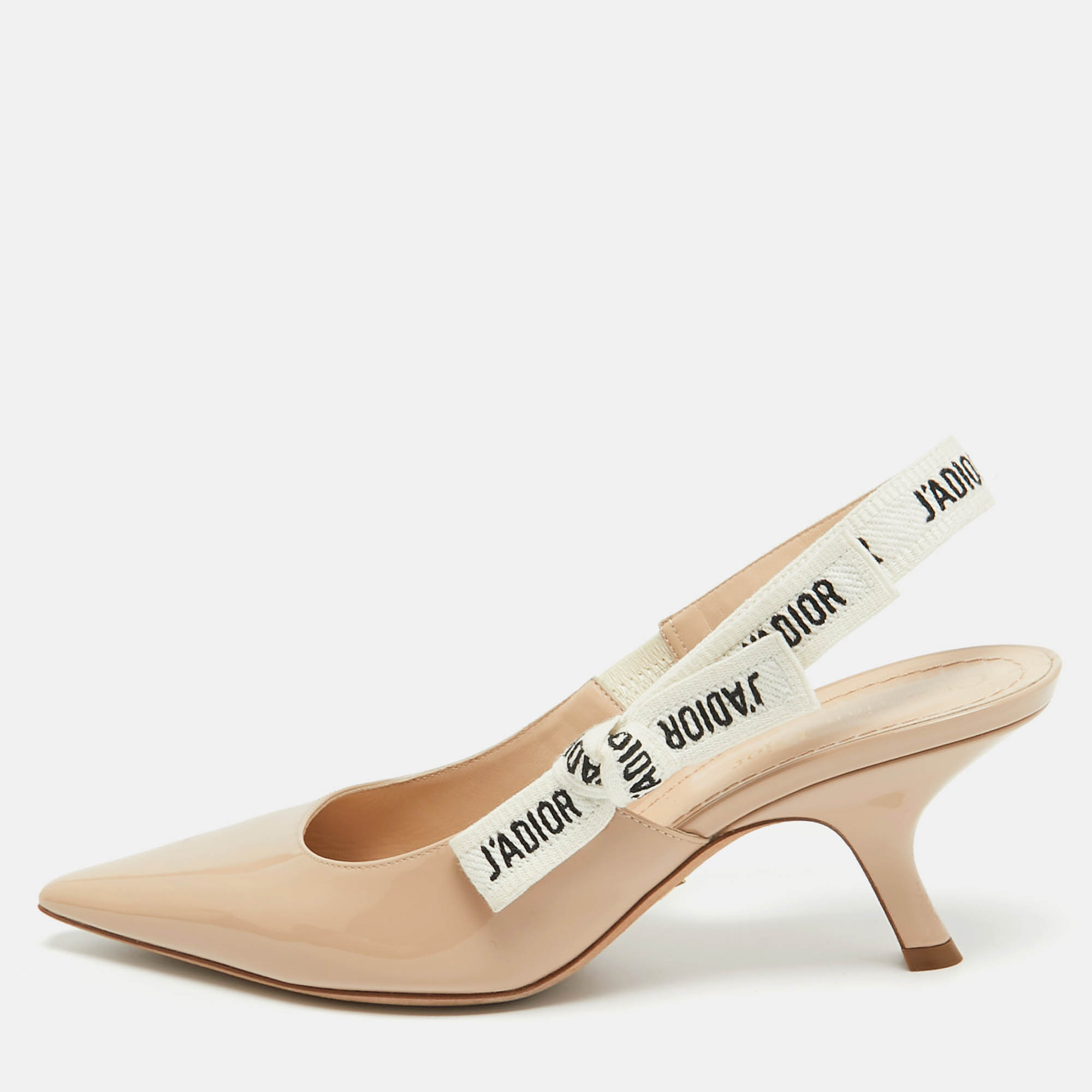 

Dior Beige Patent Jadior Slingback Pumps Size