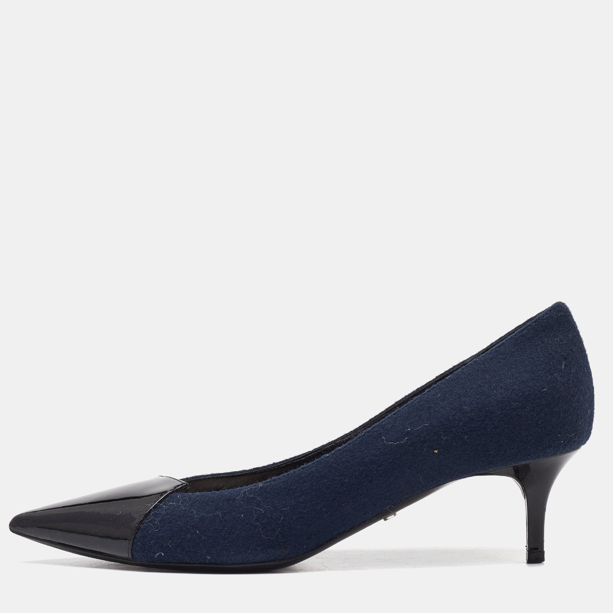 

Dior Blue/Black Wool and Patent Leather Pointed Toe Pumps Size