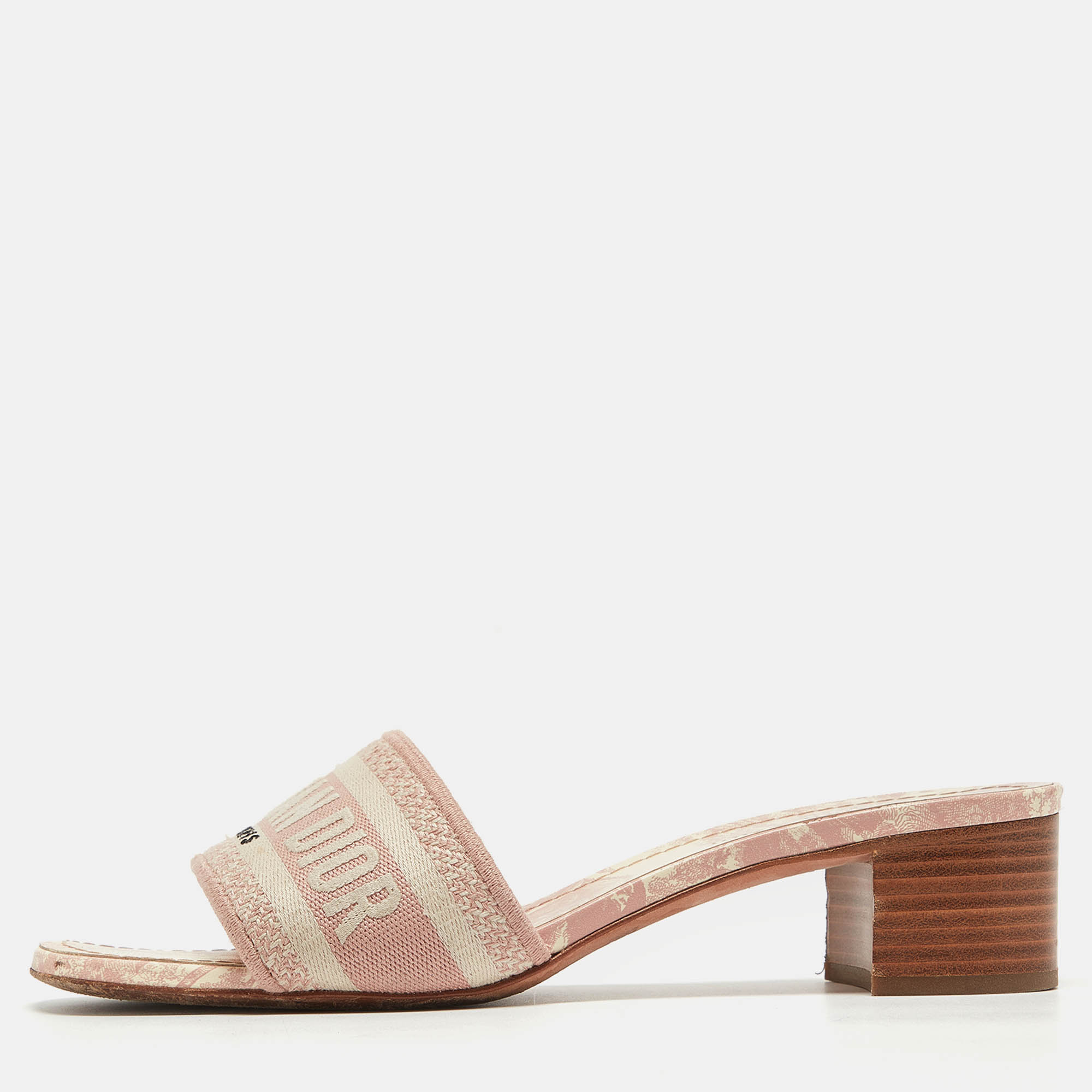

Dior Beige/Cream Canvas Dway Slide Sandals Size