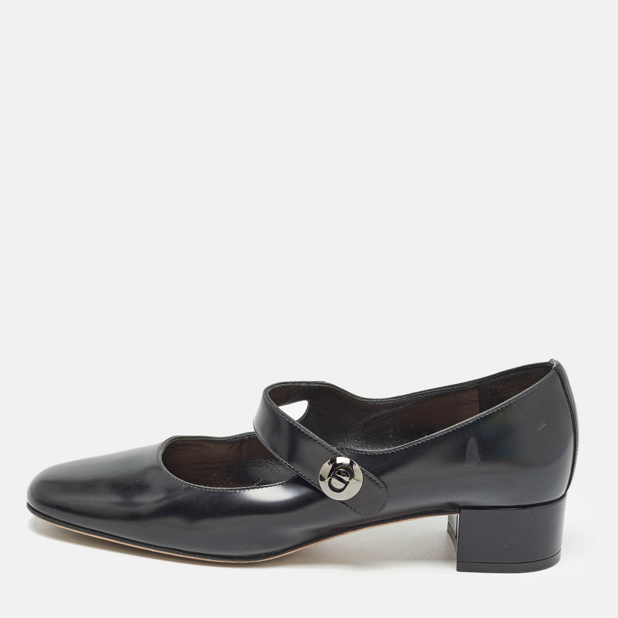 

Dior Black Leather Mary Jane Ballet Flats Size
