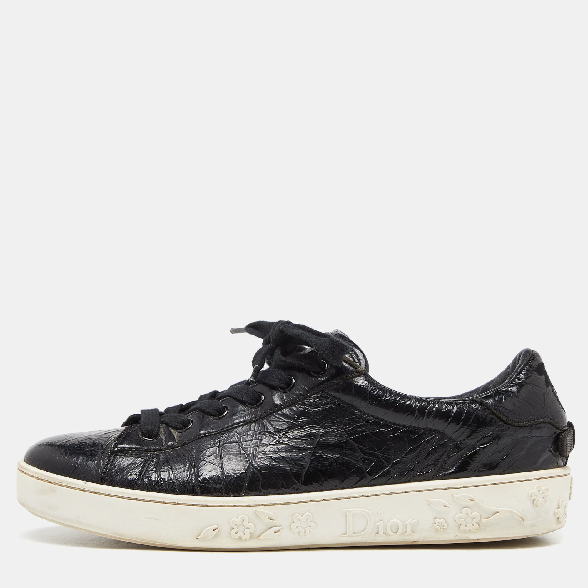 

Dior Black Textured Leather Low Top Sneakers Size