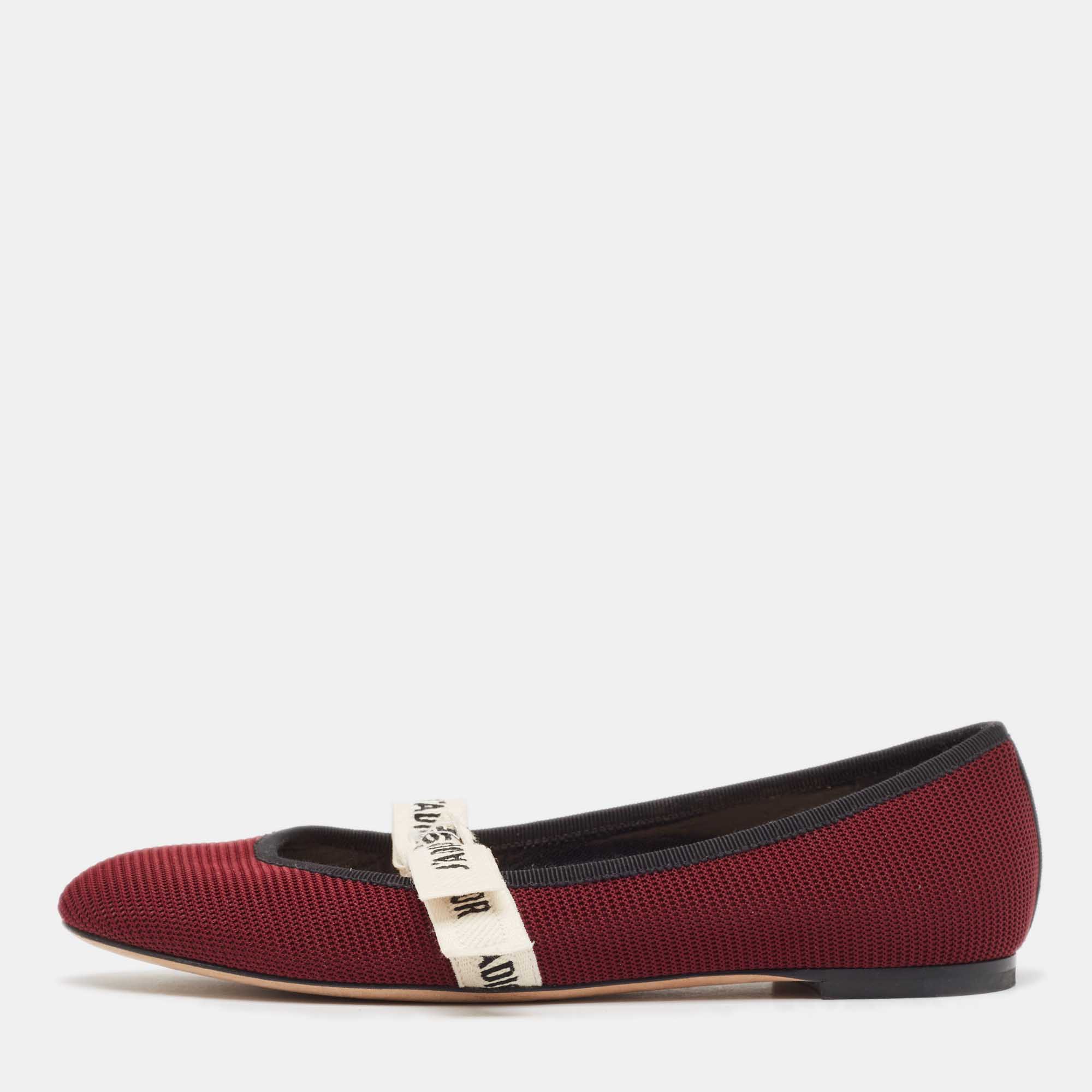 

Dior Burgundy Technical Fabric J'adior Ballet Flats Size