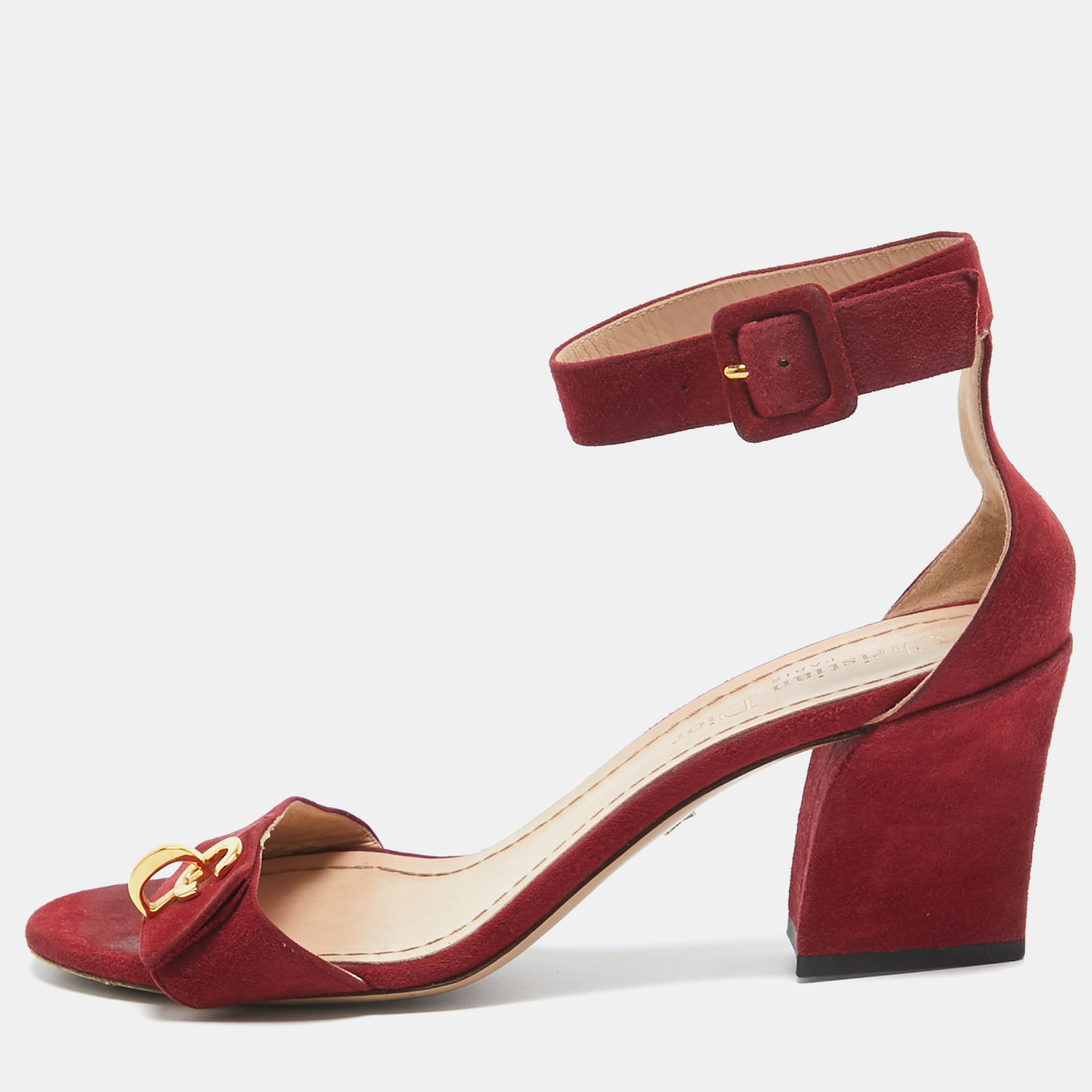 

Dior Red Suede C'est Ankle Strap Sandals Size