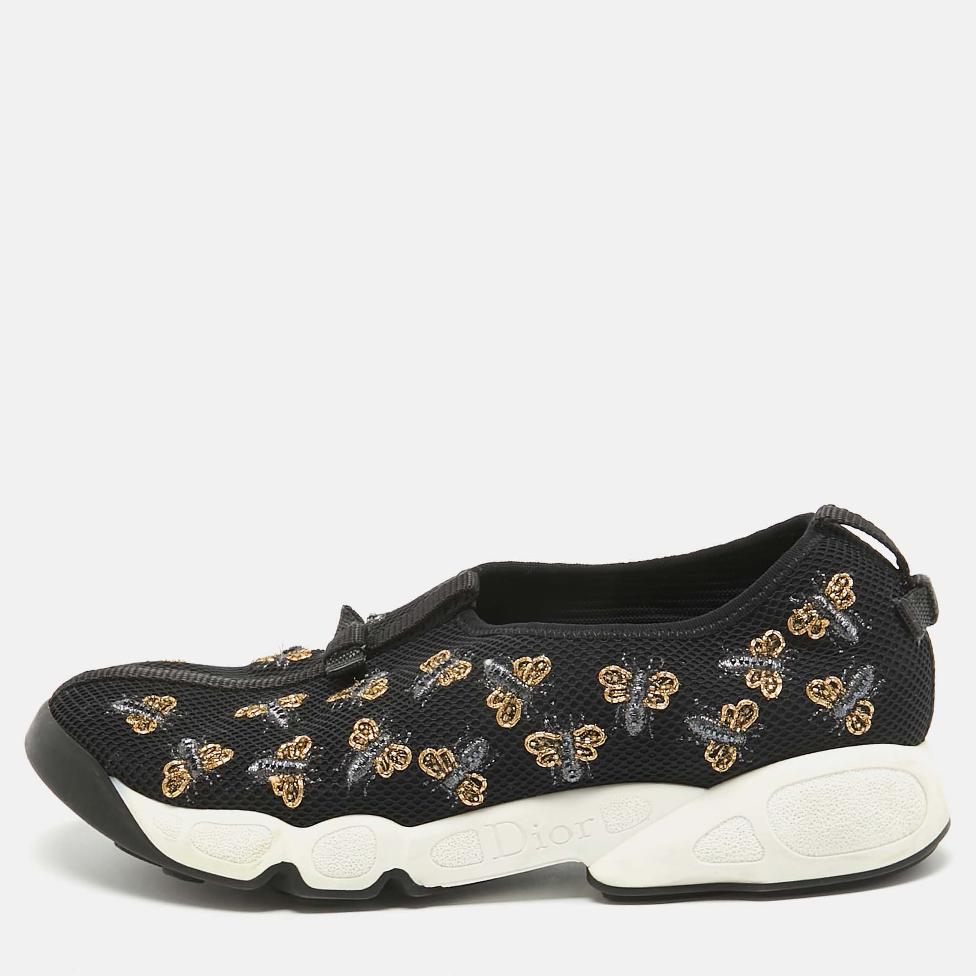

Dior Black Bee Embellished Mesh Fusion Sneakers Size