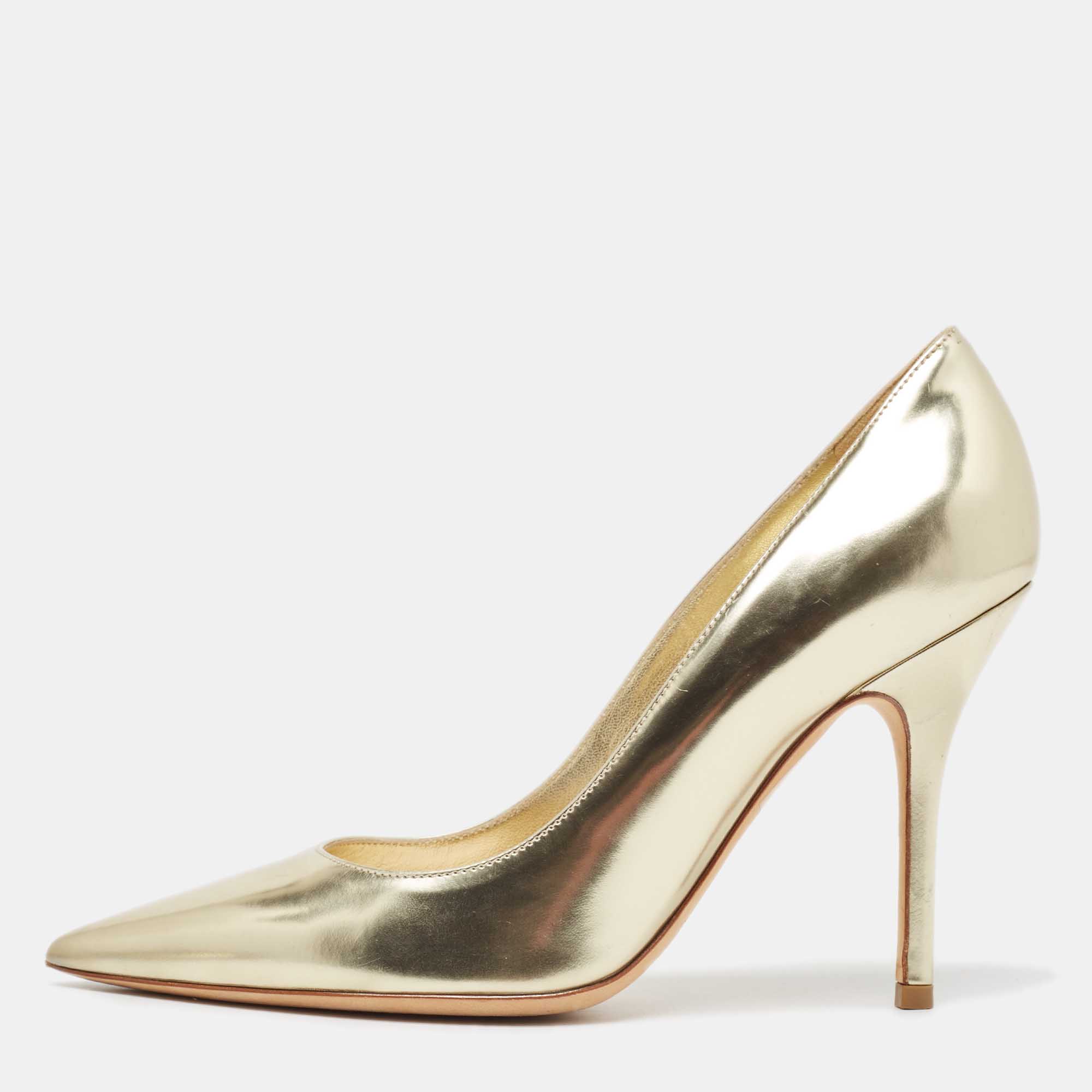 

Dior Metallic Gold Leather Cherie Pumps Size