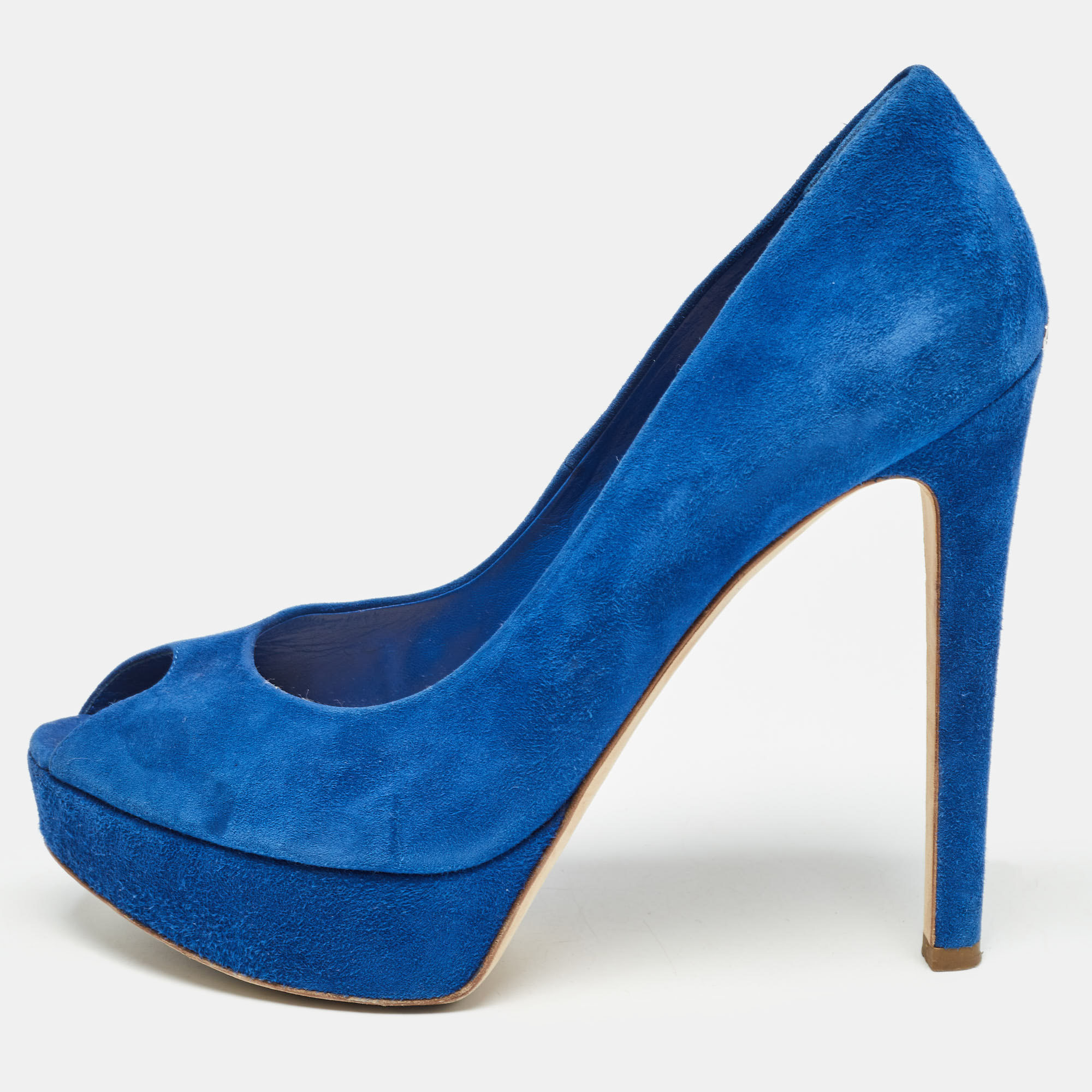 

Dior Blue Suede Miss Dior Peep Toe Pumps Size