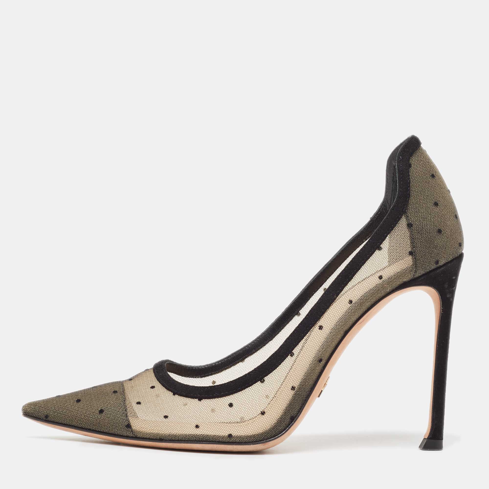 

Dior Black/Beige Mesh and Suede Pointed Pumps Size