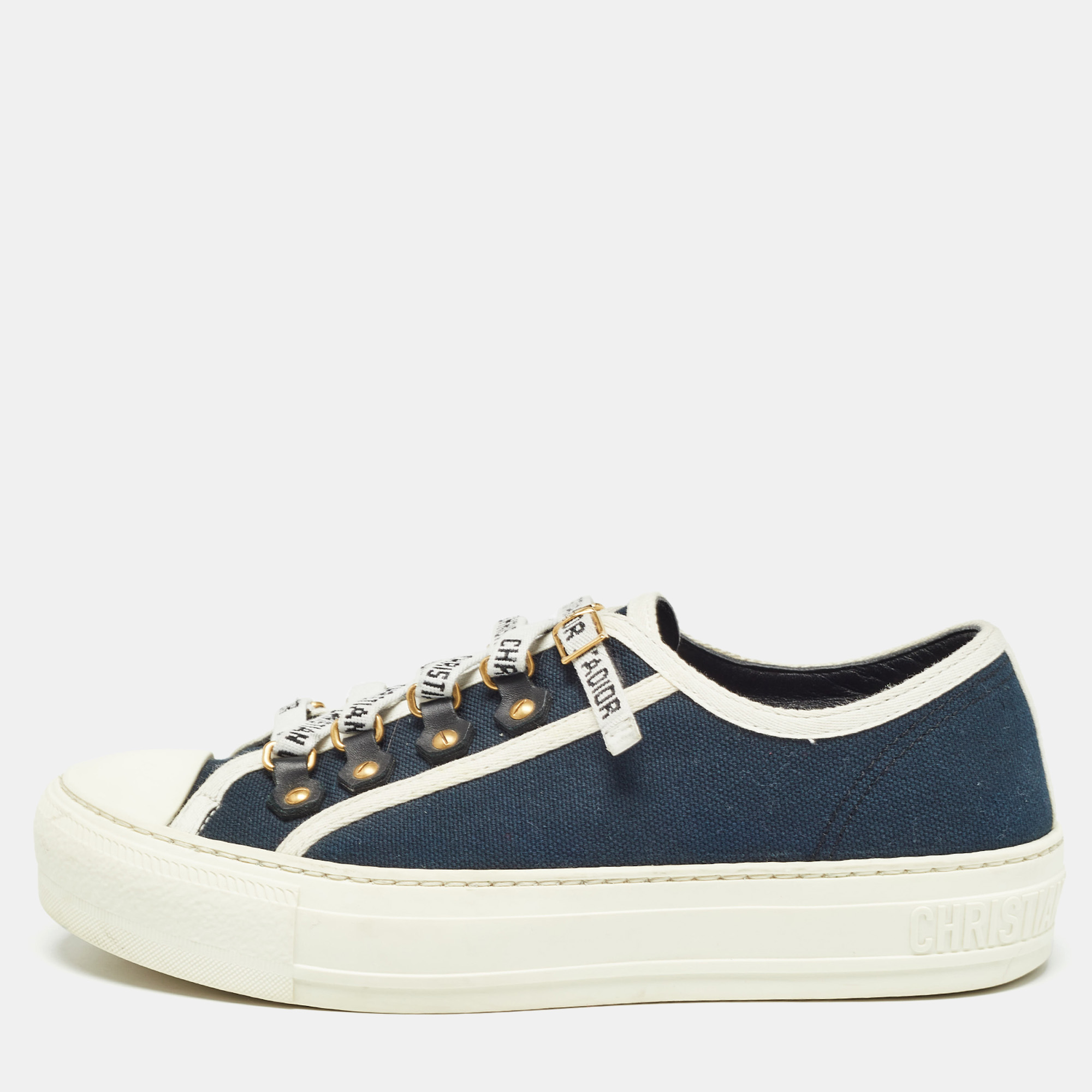 

Dior Blue/White Canvas and Rubber Walk'n'Dior Low Top Sneakers Size