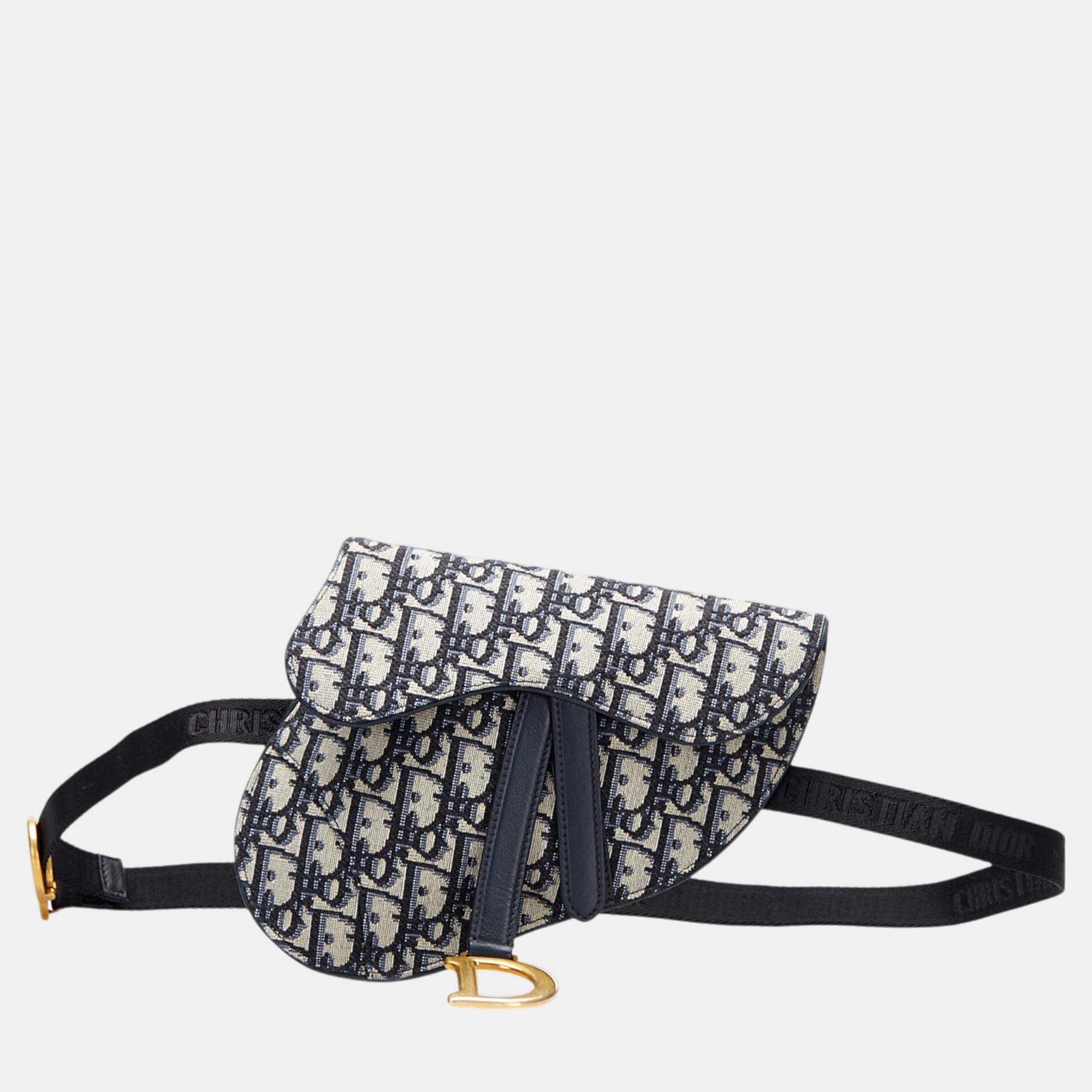 

Dior Blue/White Oblique Saddle Belt Bag