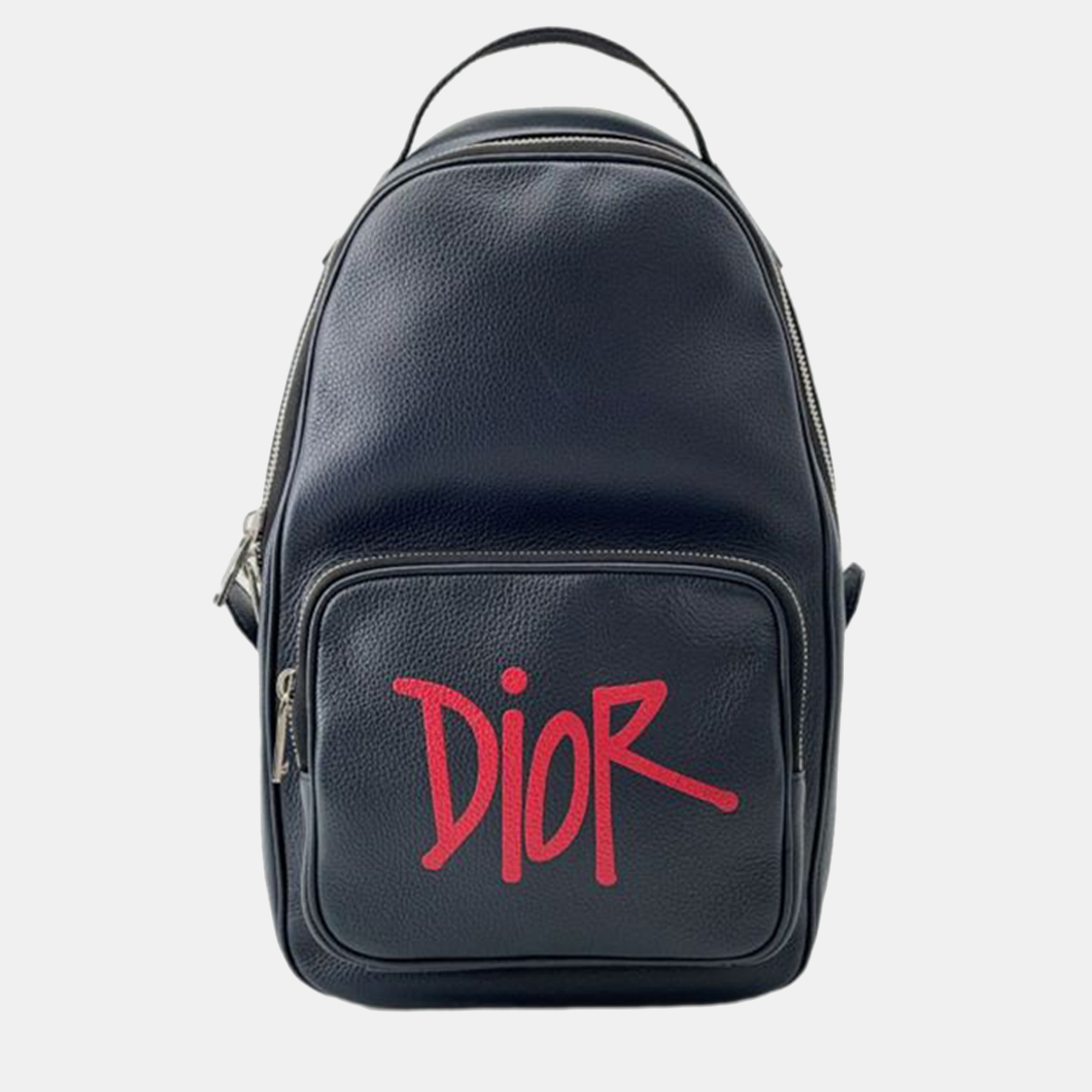 Pre-owned Dior Shawn Stussy Grained Calfskin Year Of The Ox Sling Bag In Blue