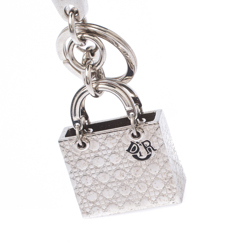 

Dior Lady Dior Bag Charm Silver Tone Bag Charm / Key Ring