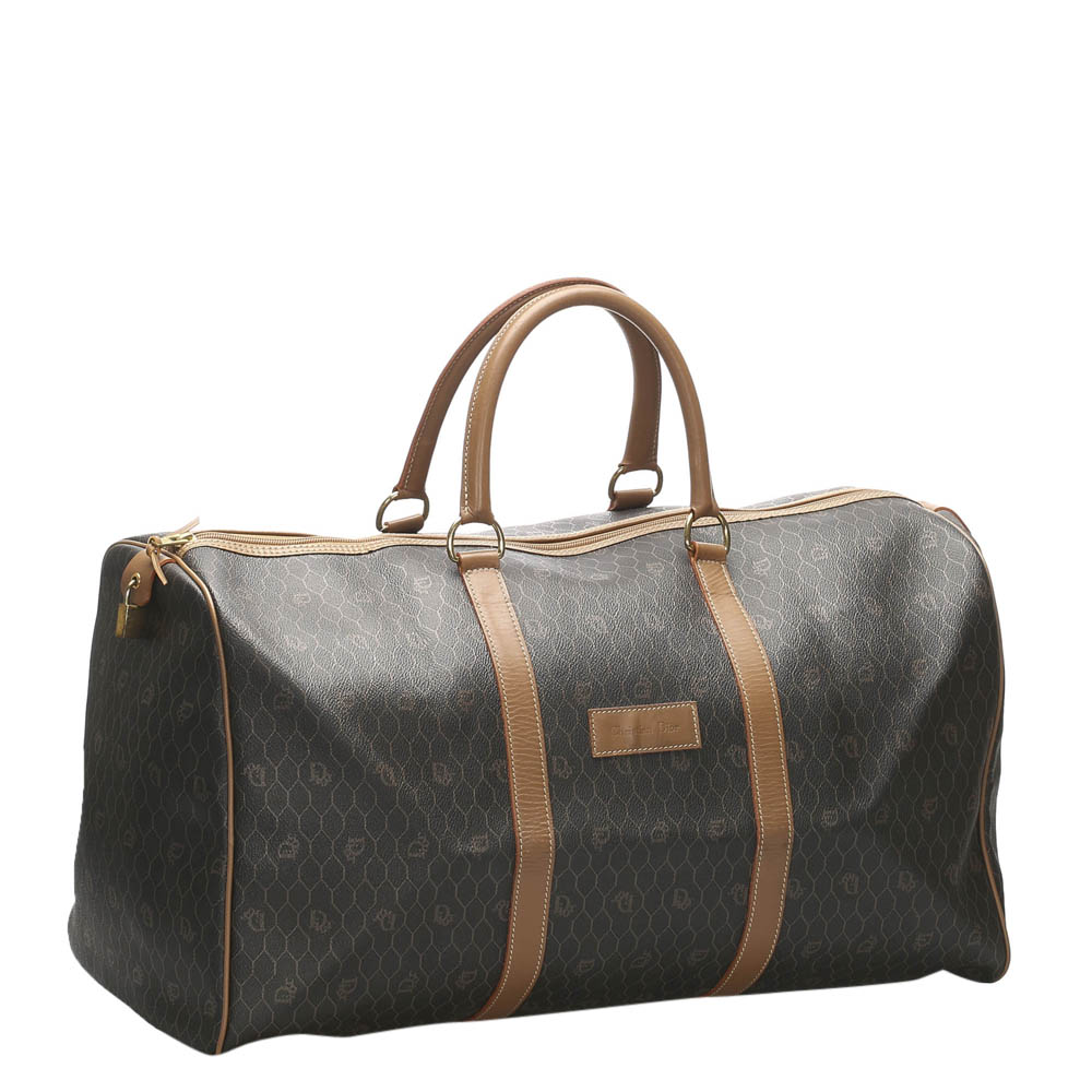 

Dior Brown Honeycomb Coated Canvas Travel Bag