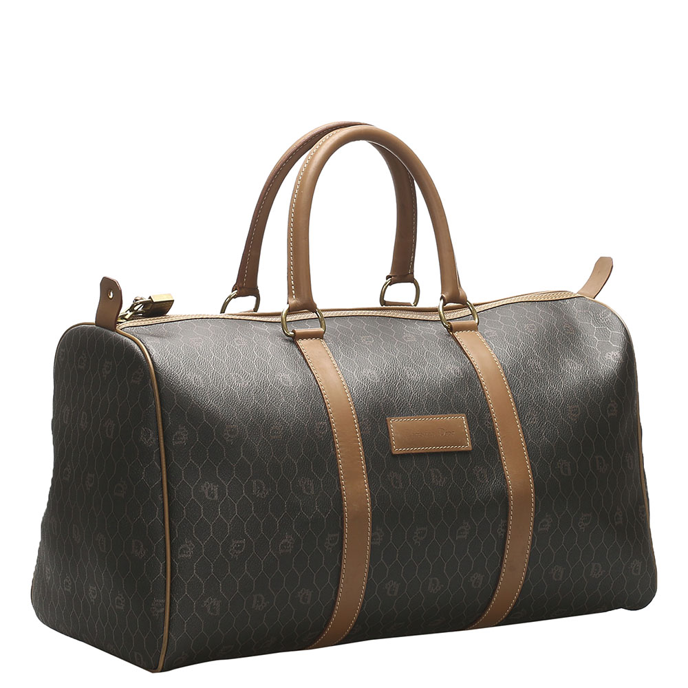 

Dior Brown Honeycomb Coated Canvas Travel Bag, Black