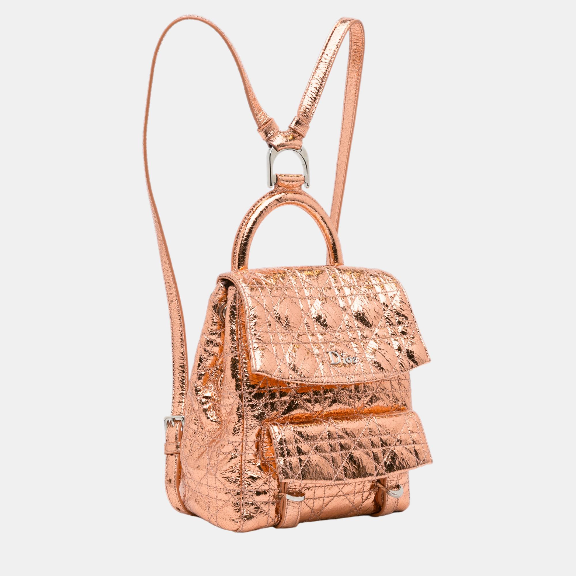 

Dior Gold Small Metallic Cannage Stardust Backpack