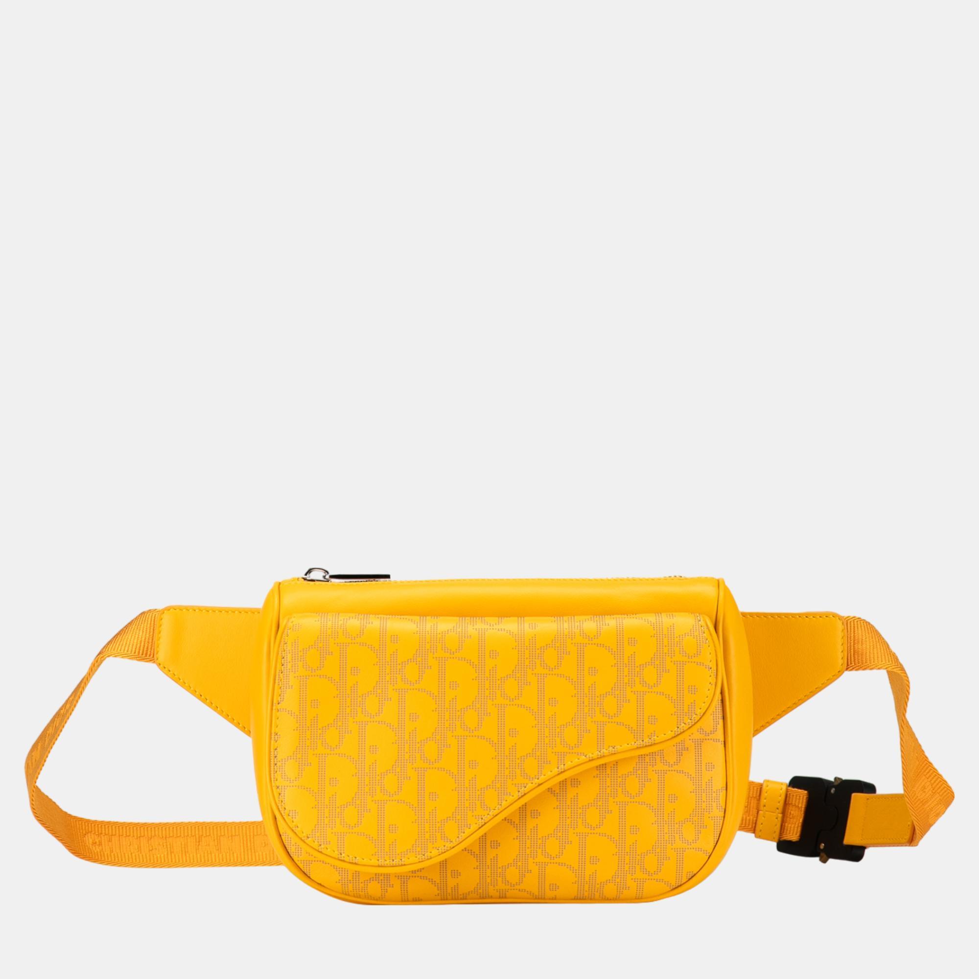 

Dior Yellow Oblique Galaxy Leather World Tour Saddle Belt Bag