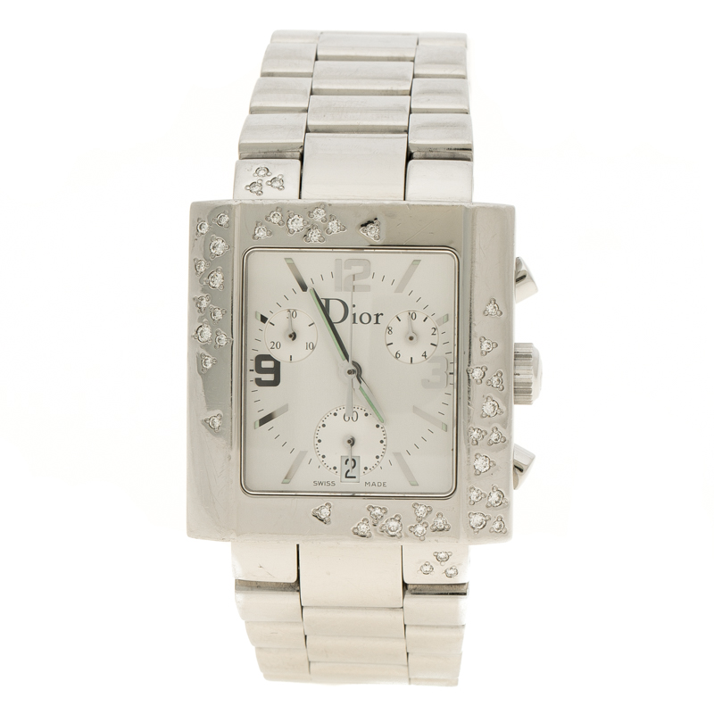  Christian Dior Silver White Stainless Steel Riva Women's Wristwatch 31mm