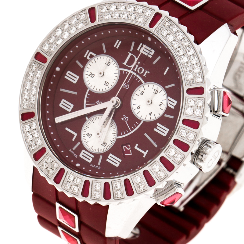 

Dior Red Stainless Steel Diamonds Christal CD11431B Women's Wristwatch