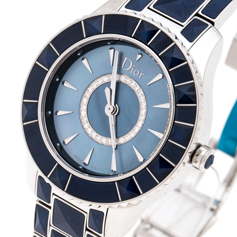 

Dior Blue Mother of Pearl Stainless Steel Christal CD143117 Women's Wristwatch