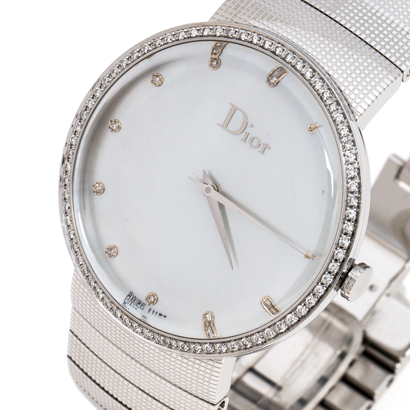 

Dior Silver Stainless Steel Diamonds La D De Dior CD043111 Women's Wristwatch