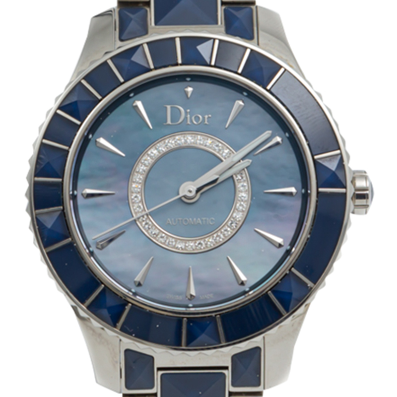 

Dior Blue Mother Of Pearl Christal Automatic Stainless Steel Watch