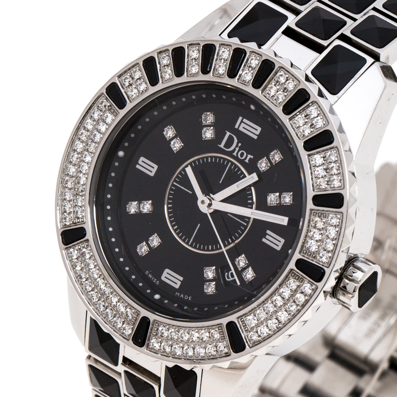 

Dior Black Ceramic Stainless Steel Diamonds Christal CD11311B WOmen's Wristwatch