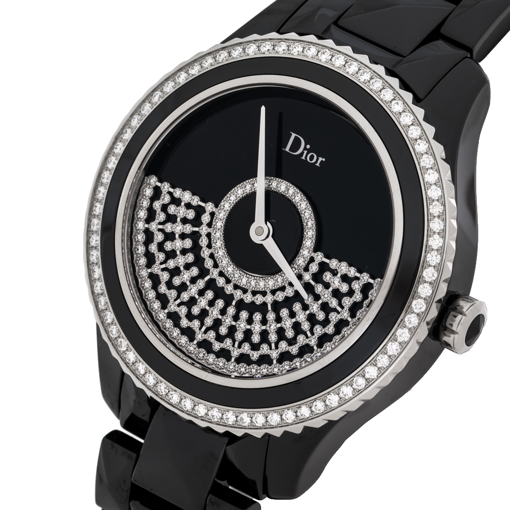 

Dior Black Ceramic Diamond VIII Placed Vendome Grand Bal CD124BE3 Women's Wristwatch