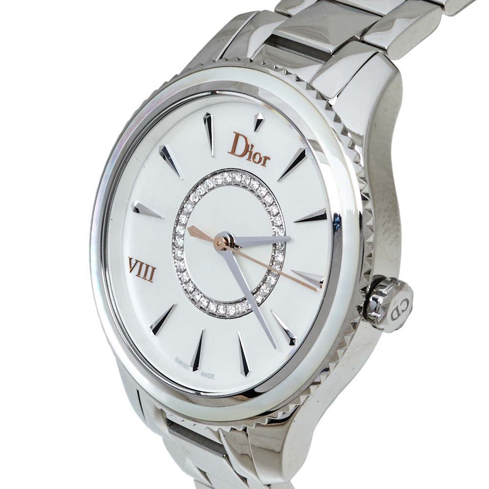 

Dior Silver Mother of Pearl Stainless Steel CD152110 VIII Montaigne Women's Wristwatch