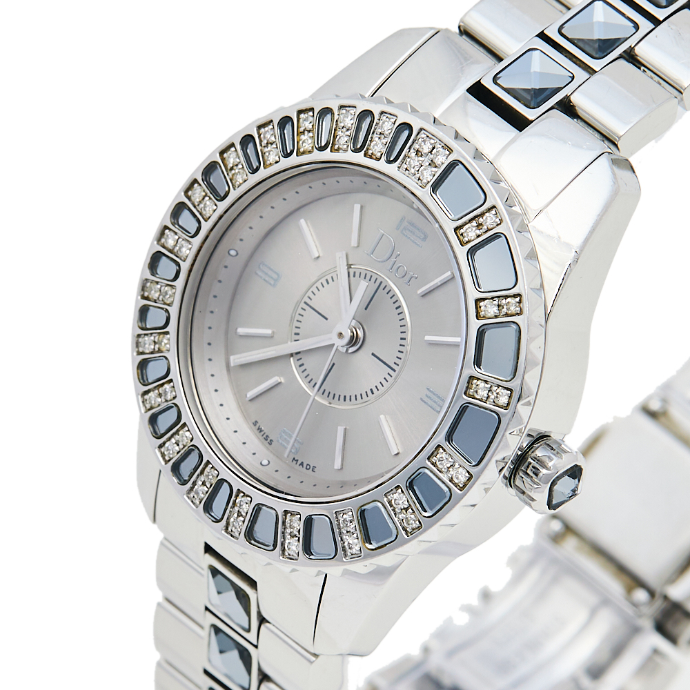 

Dior Grey Stainless Steel Diamonds Christal CD112115M001 Women's Wristwatch