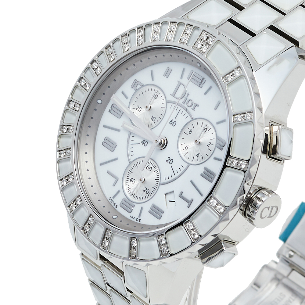 

Dior White Stainless Steel Diamonds Christal CD114311 Women's Wristwatch