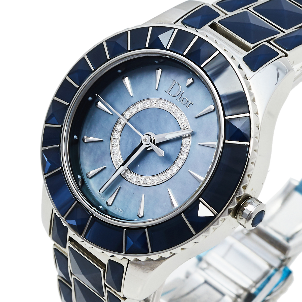 

Dior Blue Mother Of Pearl Stainless Steel Christal CD143117 Women's Wristwatch